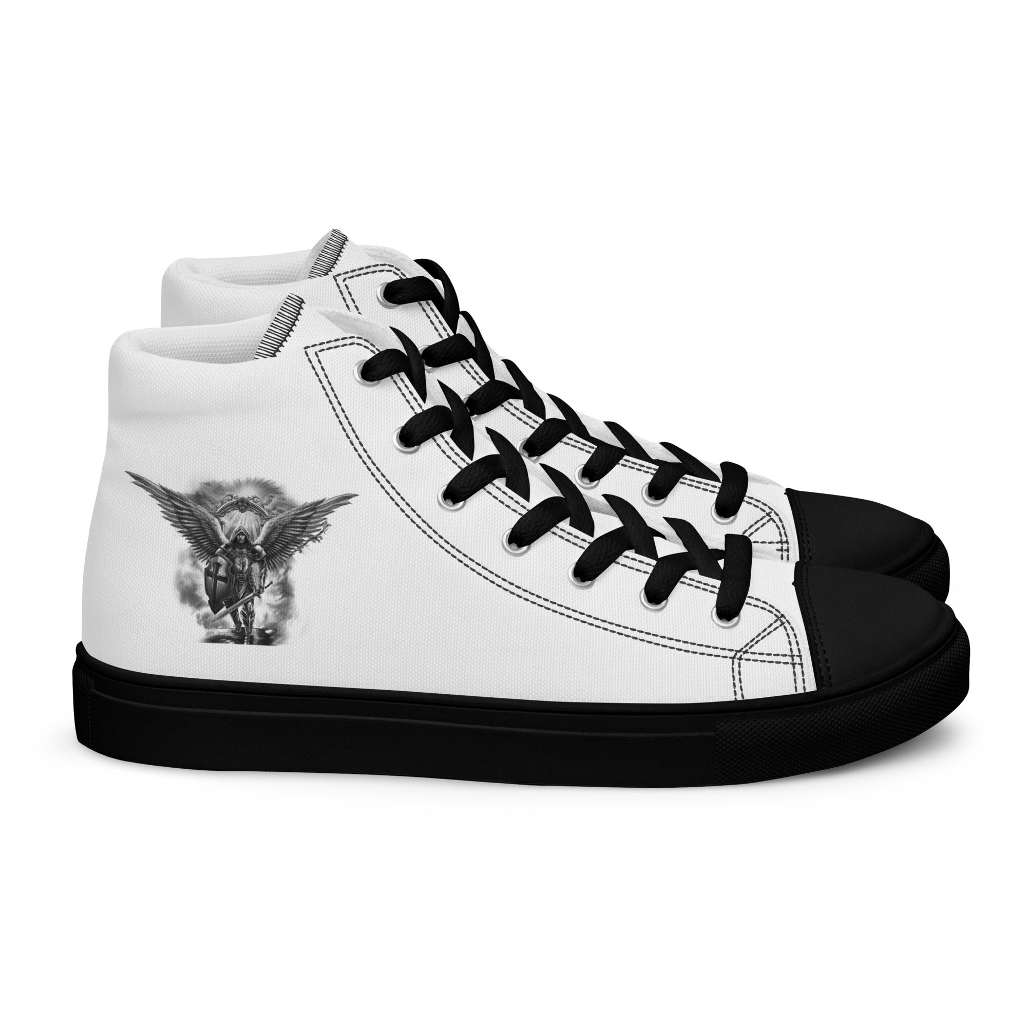 Archangel Michael The Protector Men’s High Top Canvas Shoes - Jesus Passion Apparel