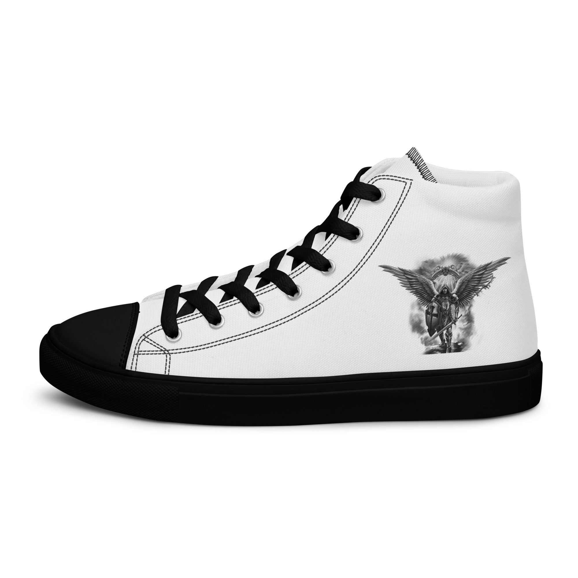 Archangel Michael The Protector Men’s High Top Canvas Shoes - Jesus Passion Apparel