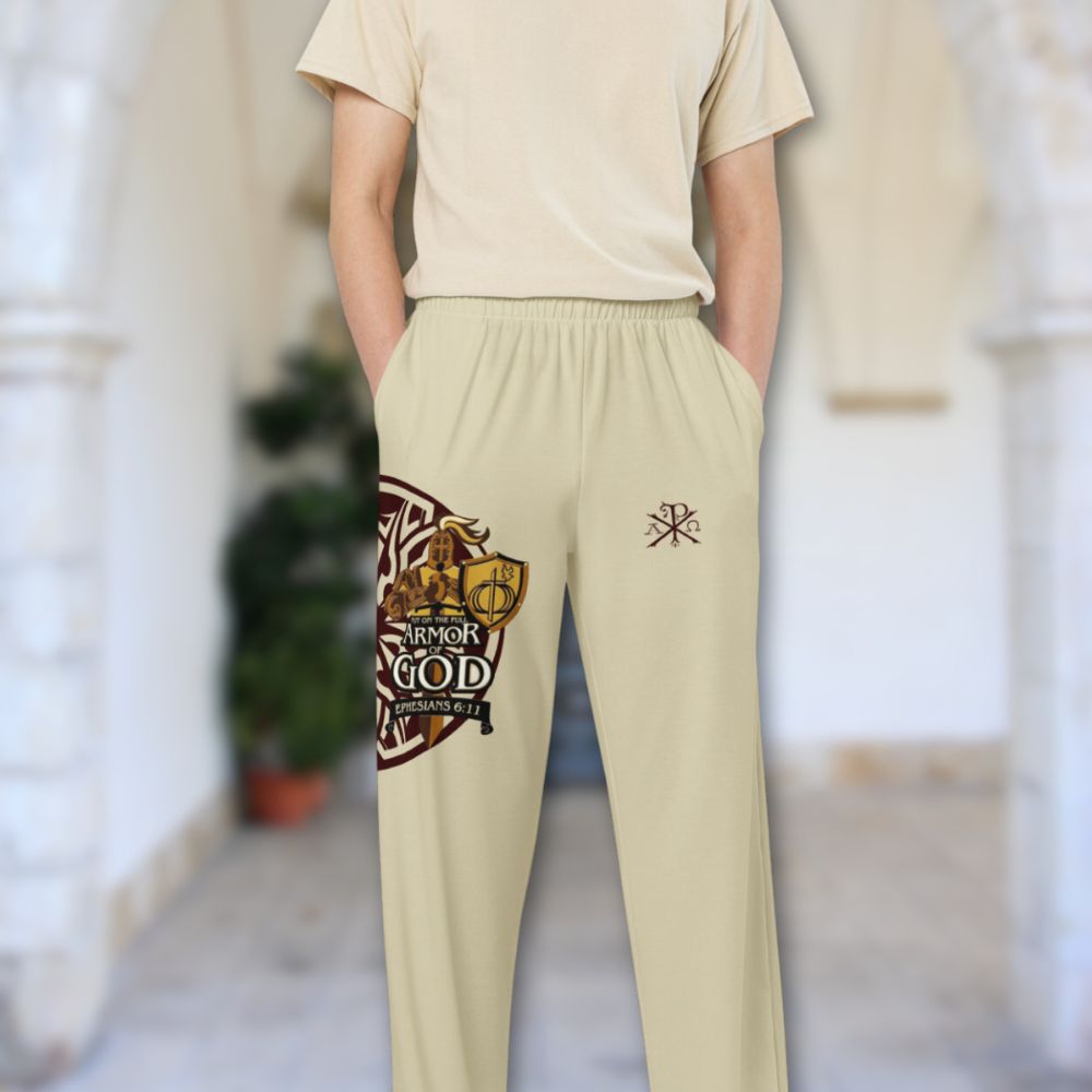 Armor of God Men Men's Wide - Leg Pants with Matching Hoodie Available - Jesus Passion Apparel