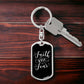 Faith Over Fear - Silver Dog Tag with Swivel Keychain Engraving: No Jesus Passion Apparel