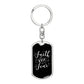 Faith Over Fear - Silver Dog Tag with Swivel Keychain Engraving: No Jesus Passion Apparel