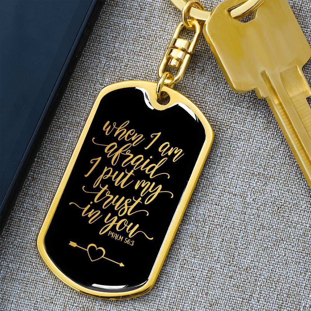 Trust in You - Gold Dog Tag with Swivel Keychain Engraving: No Jesus Passion Apparel