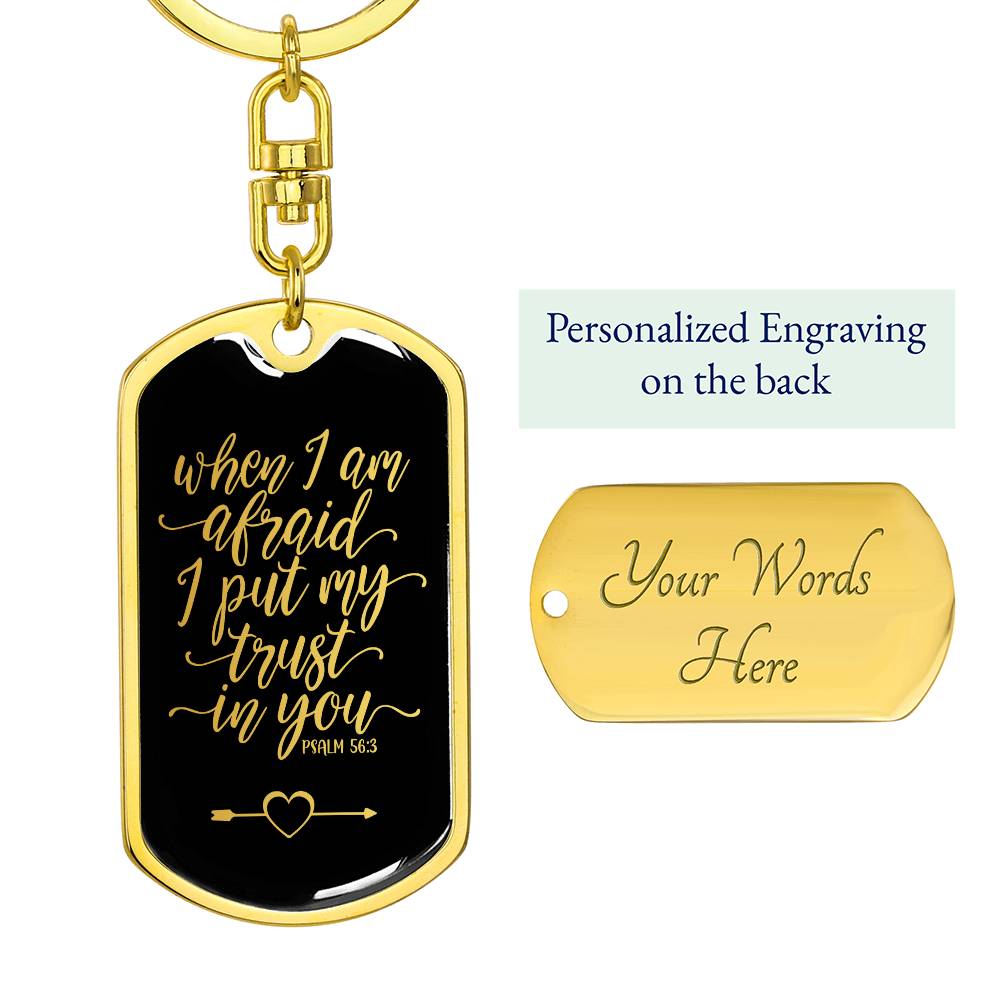 Trust in You - Gold Dog Tag with Swivel Keychain Engraving: Yes Jesus Passion Apparel