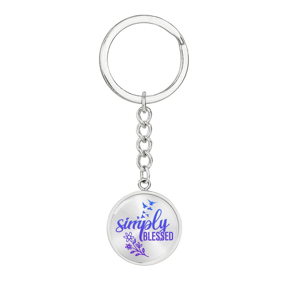 Simple Blessed Daily Reminder Keychain - Blue Engraving: No Jesus Passion Apparel