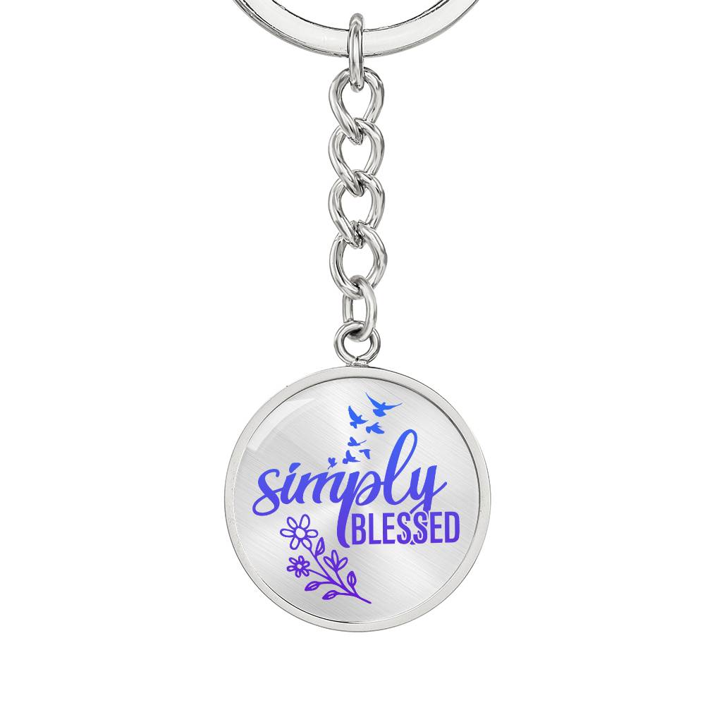 Simple Blessed Daily Reminder Keychain - Blue Engraving: No Jesus Passion Apparel