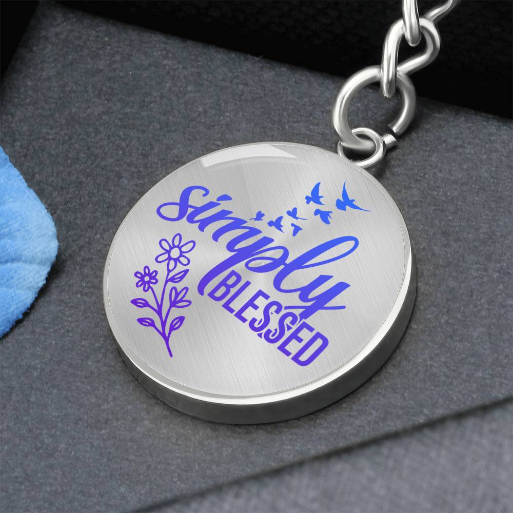 Simple Blessed Daily Reminder Keychain - Blue Engraving: No Jesus Passion Apparel