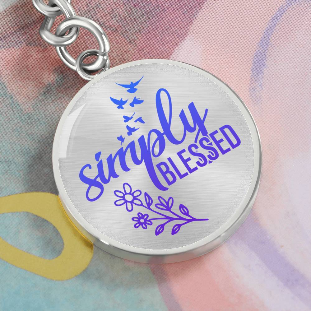 Simple Blessed Daily Reminder Keychain - Blue Engraving: No Jesus Passion Apparel