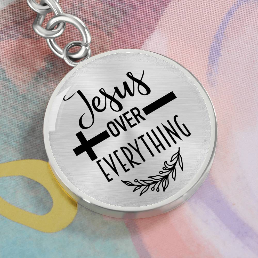 Jesus Over Everything Devotional Keychain Engraving: No Jesus Passion Apparel