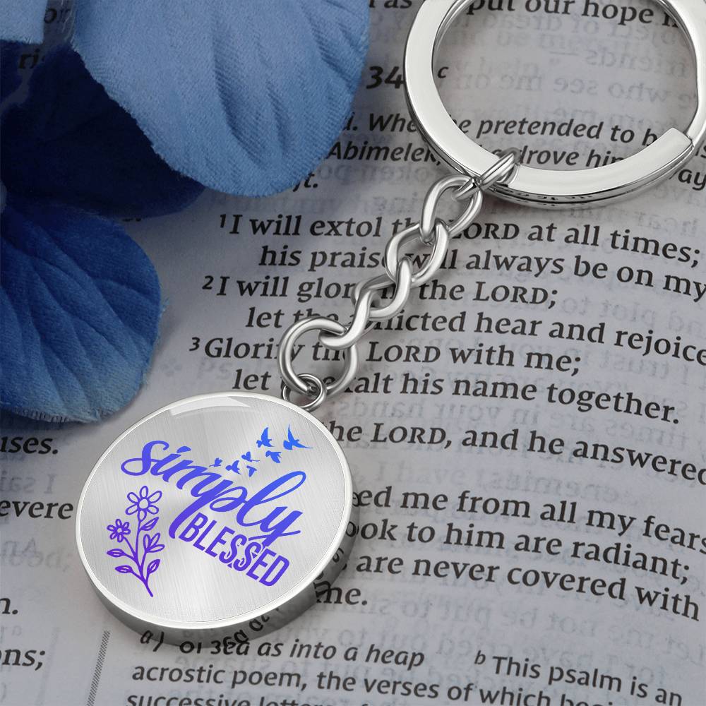 Simple Blessed Daily Reminder Keychain - Blue Engraving: No Jesus Passion Apparel