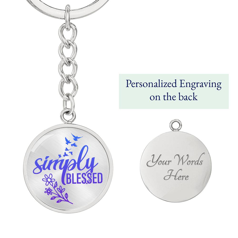Simple Blessed Daily Reminder Keychain - Blue Engraving: Yes Jesus Passion Apparel