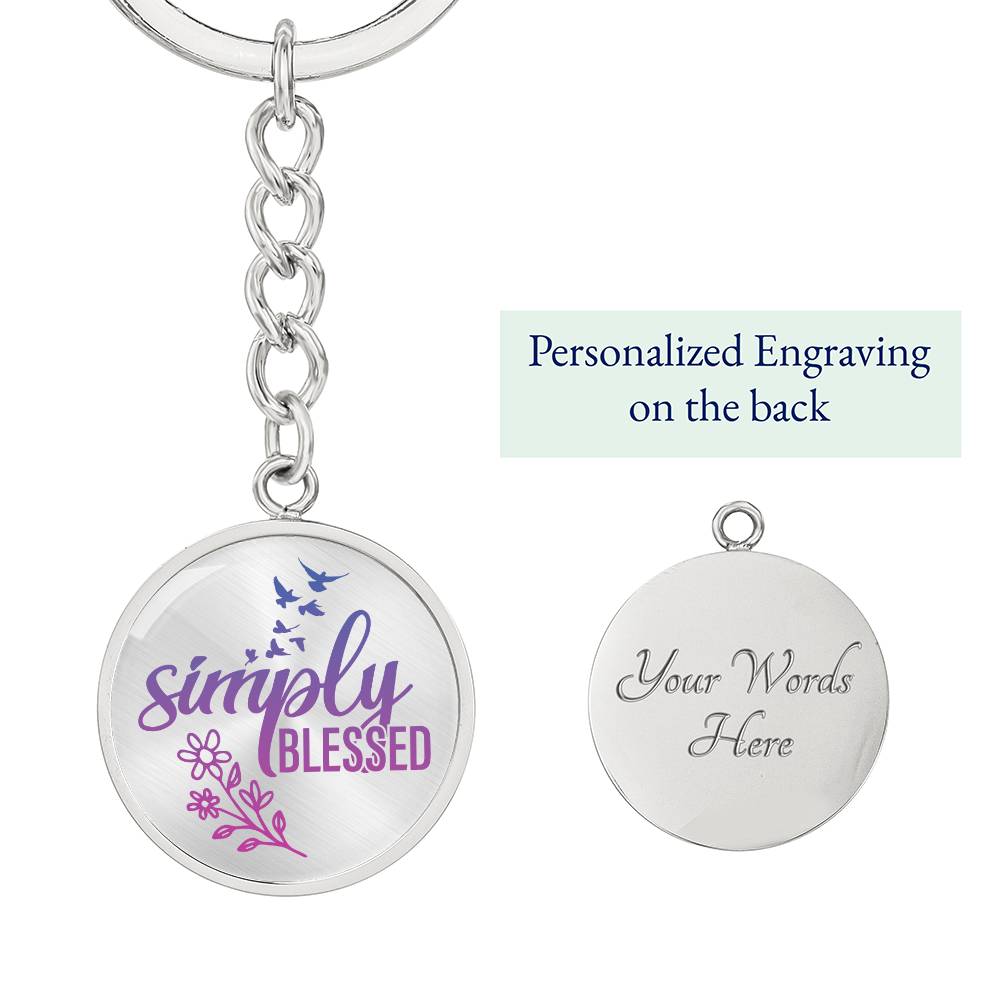 Simple Blessed Daily Reminder Keychain - Purple Engraving: Yes Jesus Passion Apparel