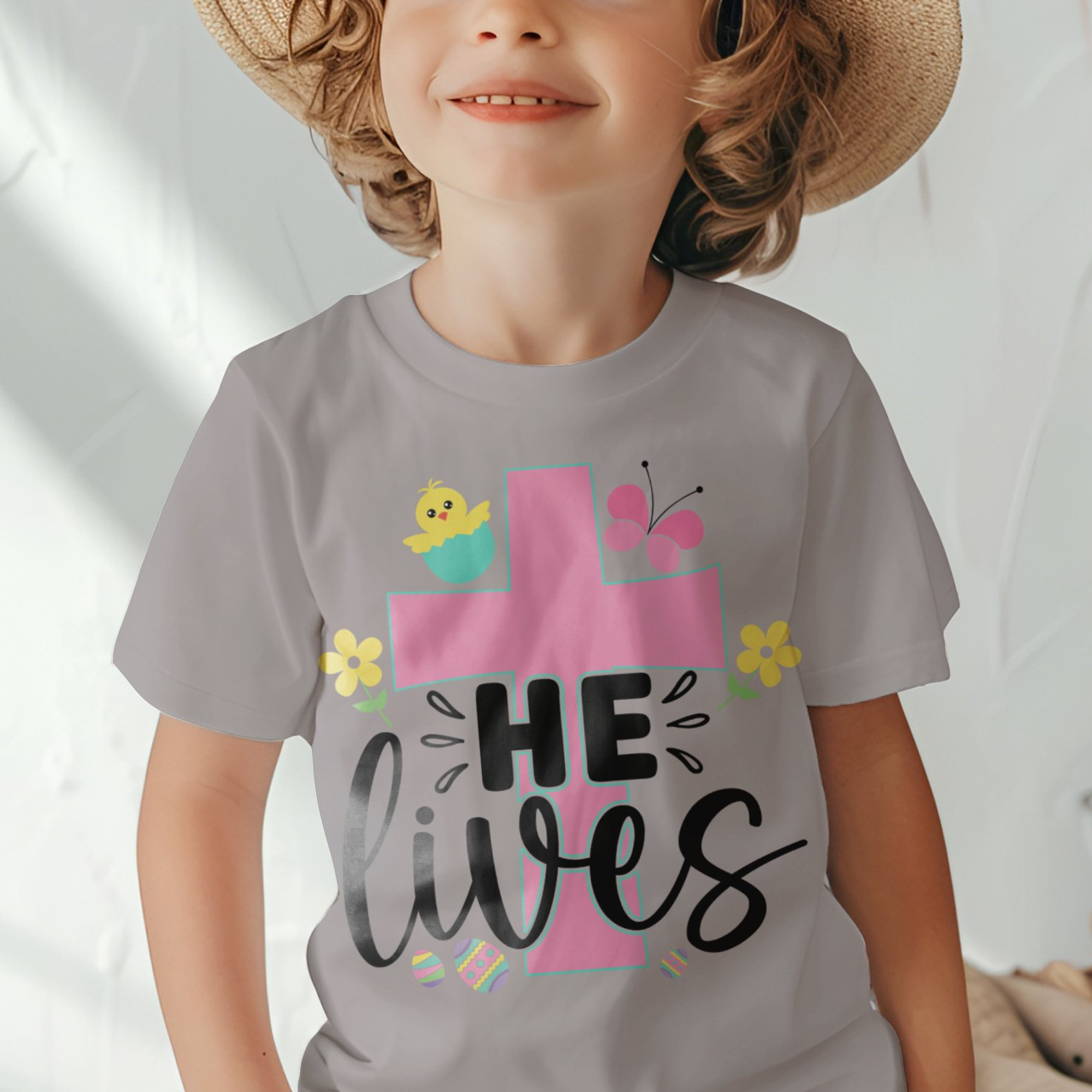 He Lives Toddler Short Sleeve Tee Size: 5/6T Color: Heather Jesus Passion Apparel