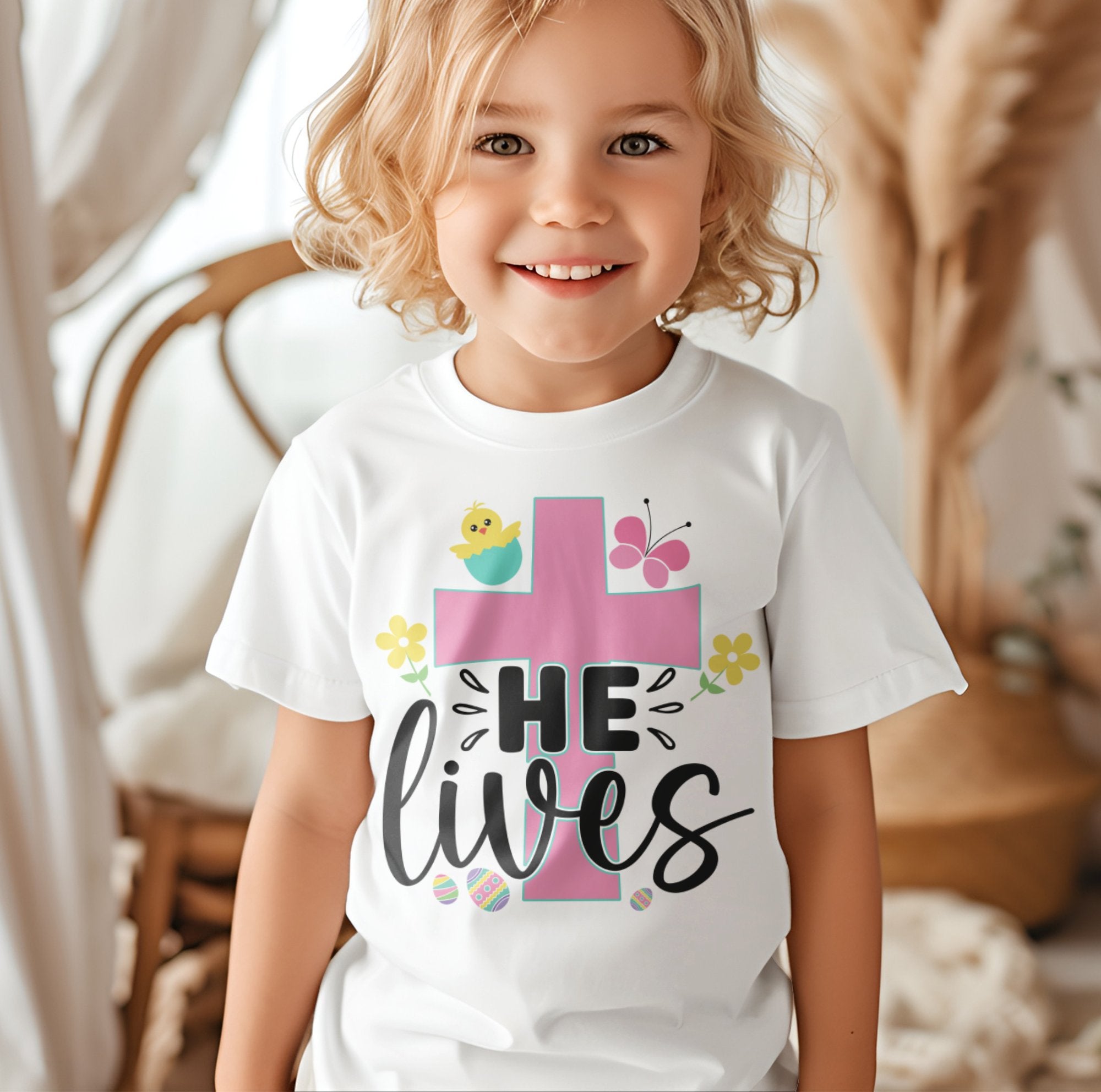 He Lives Toddler Short Sleeve Tee Size: 5/6T Color: Heather Jesus Passion Apparel