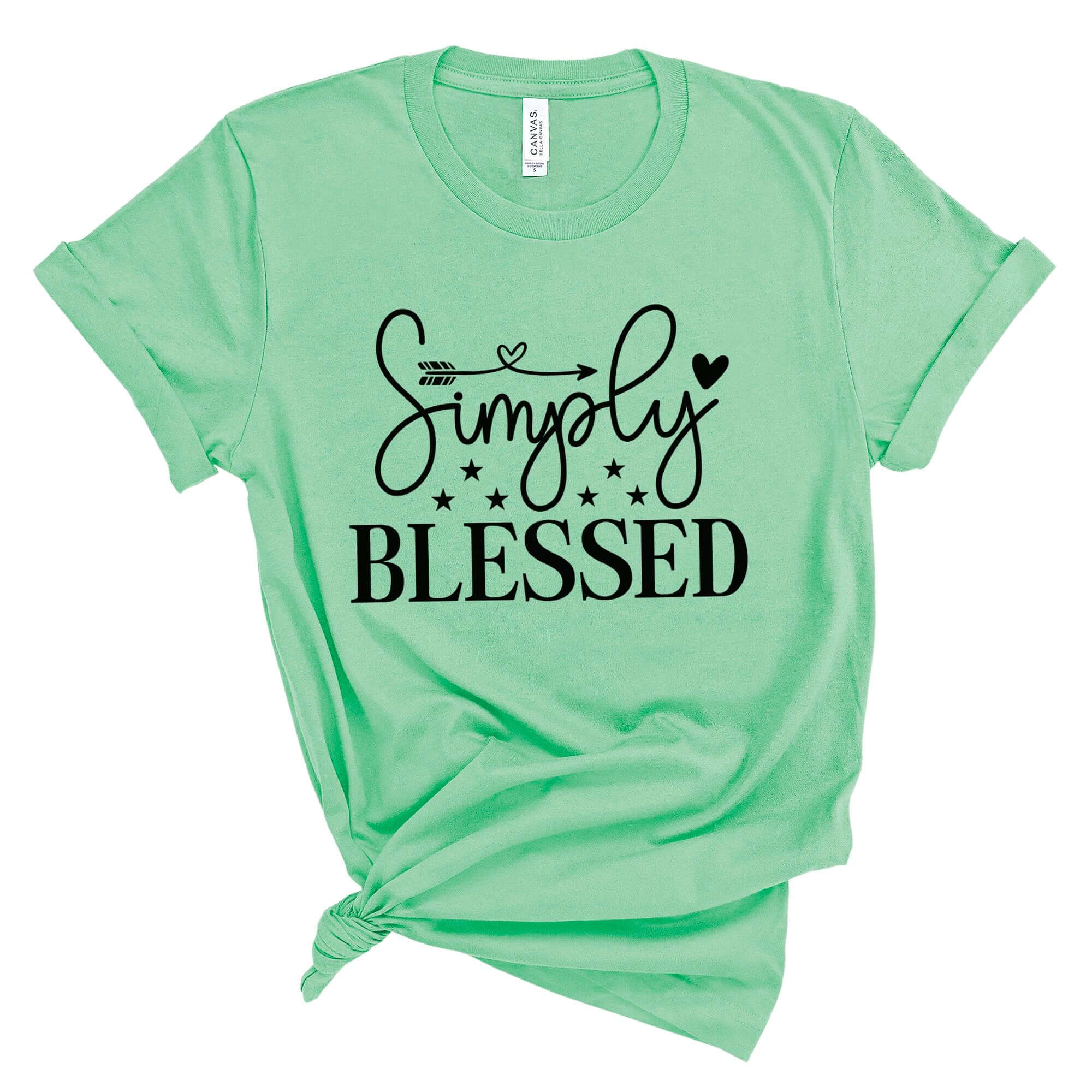 Simply Blessed Women's Short Sleeve Tee Size: XS Color: Athletic Heather Jesus Passion Apparel