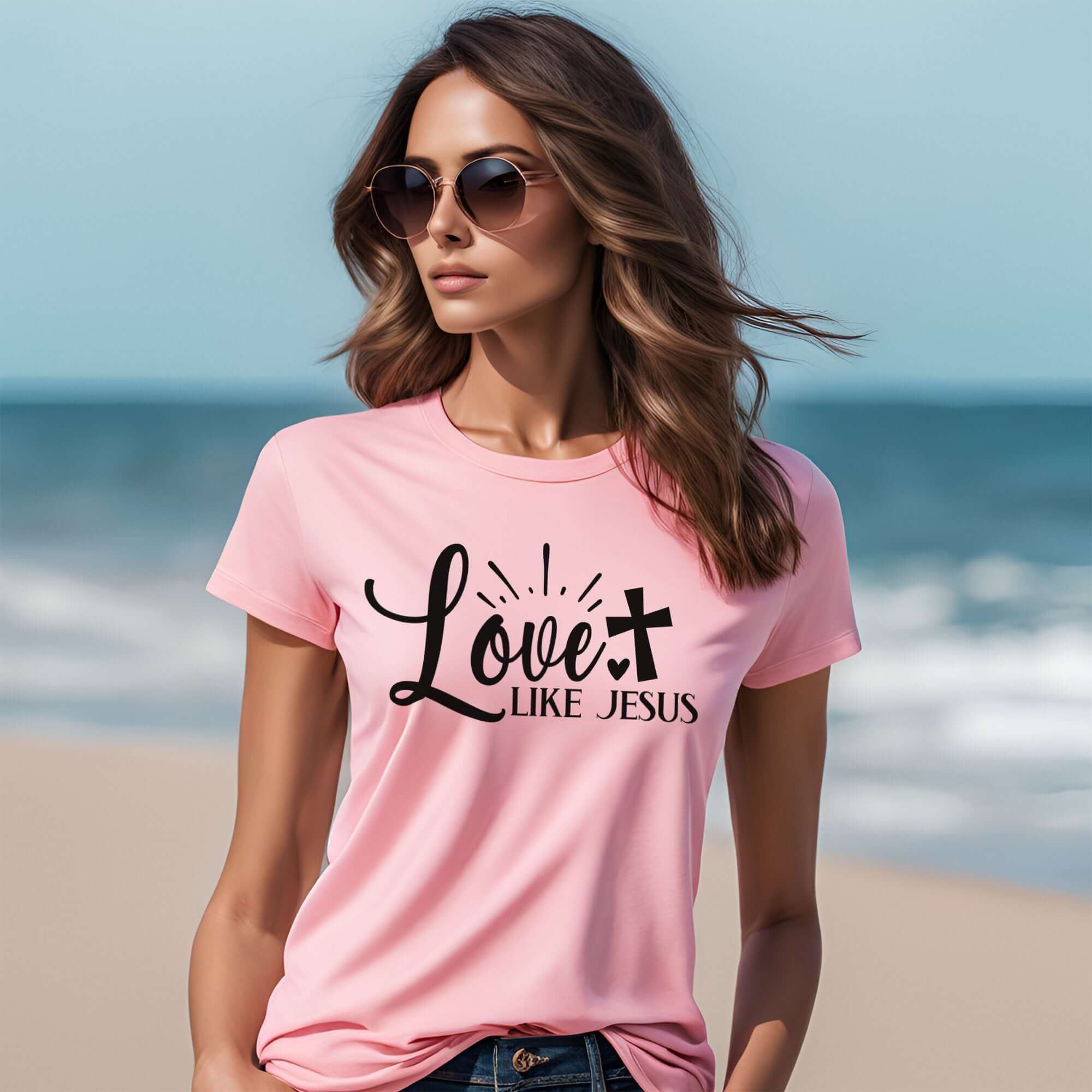 Love Like Jesus Women's Short Sleeve Tee Size: XS Color: Athletic Heather Jesus Passion Apparel