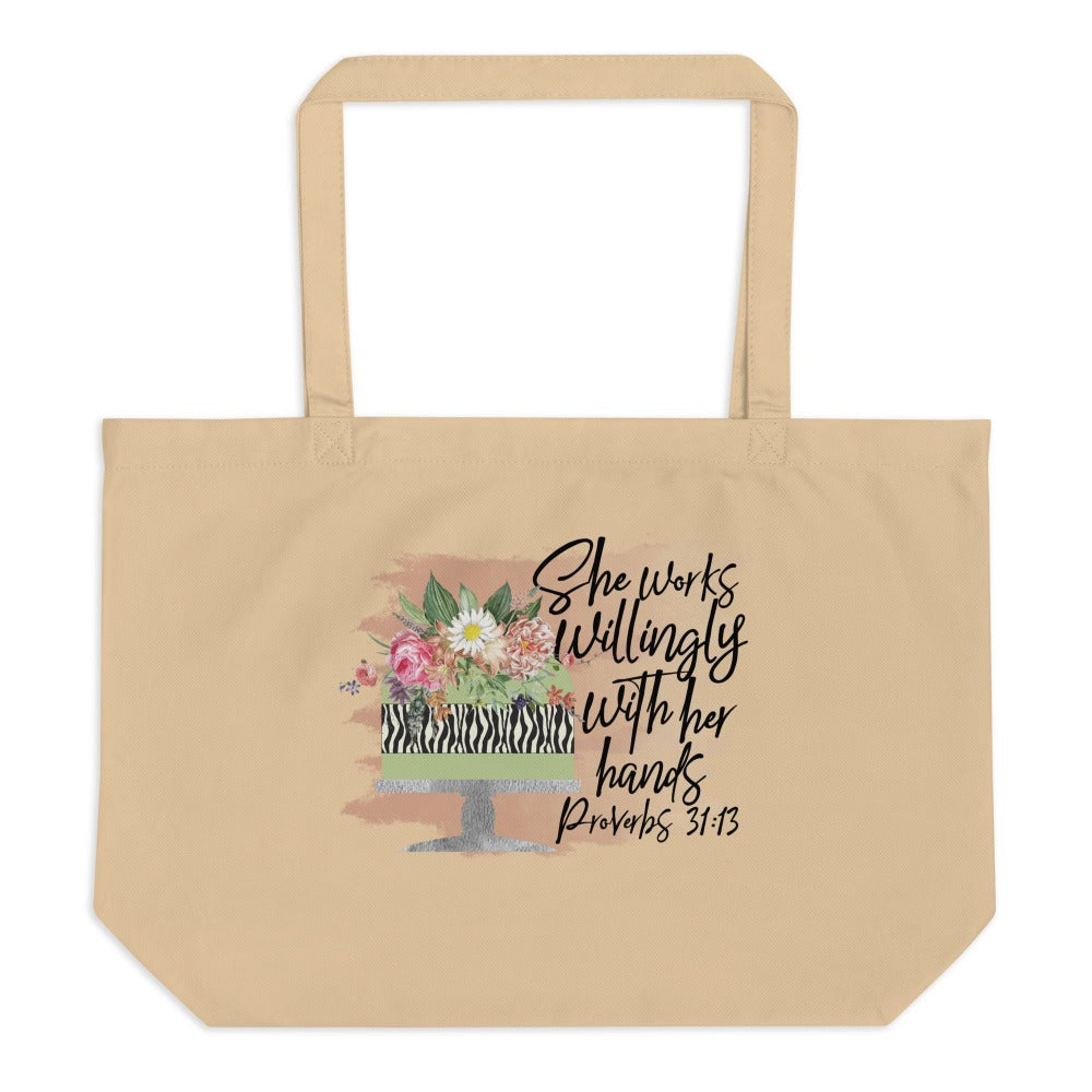 Baker - She Works Willingly Relaxed T-Shirt - Matching Tote Available Size: S Jesus Passion Apparel