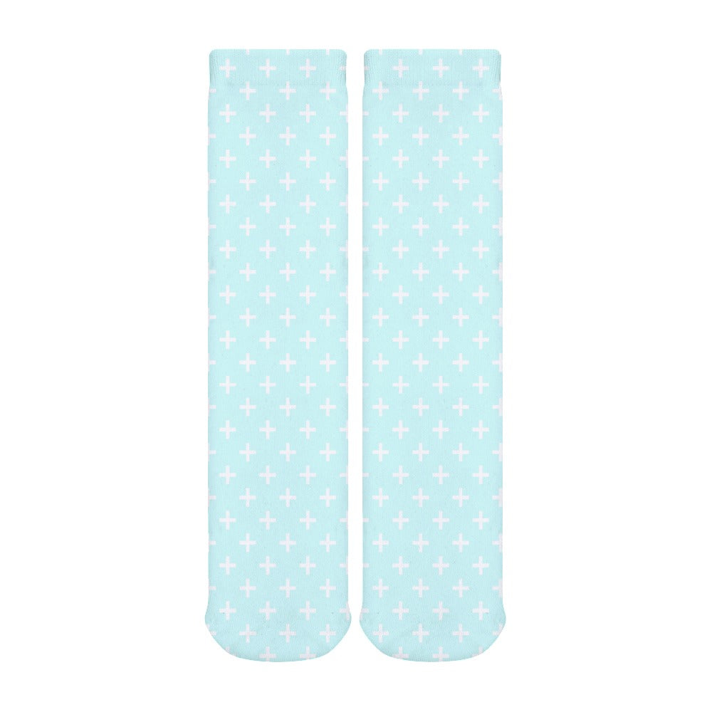 Holy Cross Inspirational Sky Blue Breathable Stockings (Pack of 1) Size: ONE SIZE Color: Sky Blue Jesus Passion Apparel