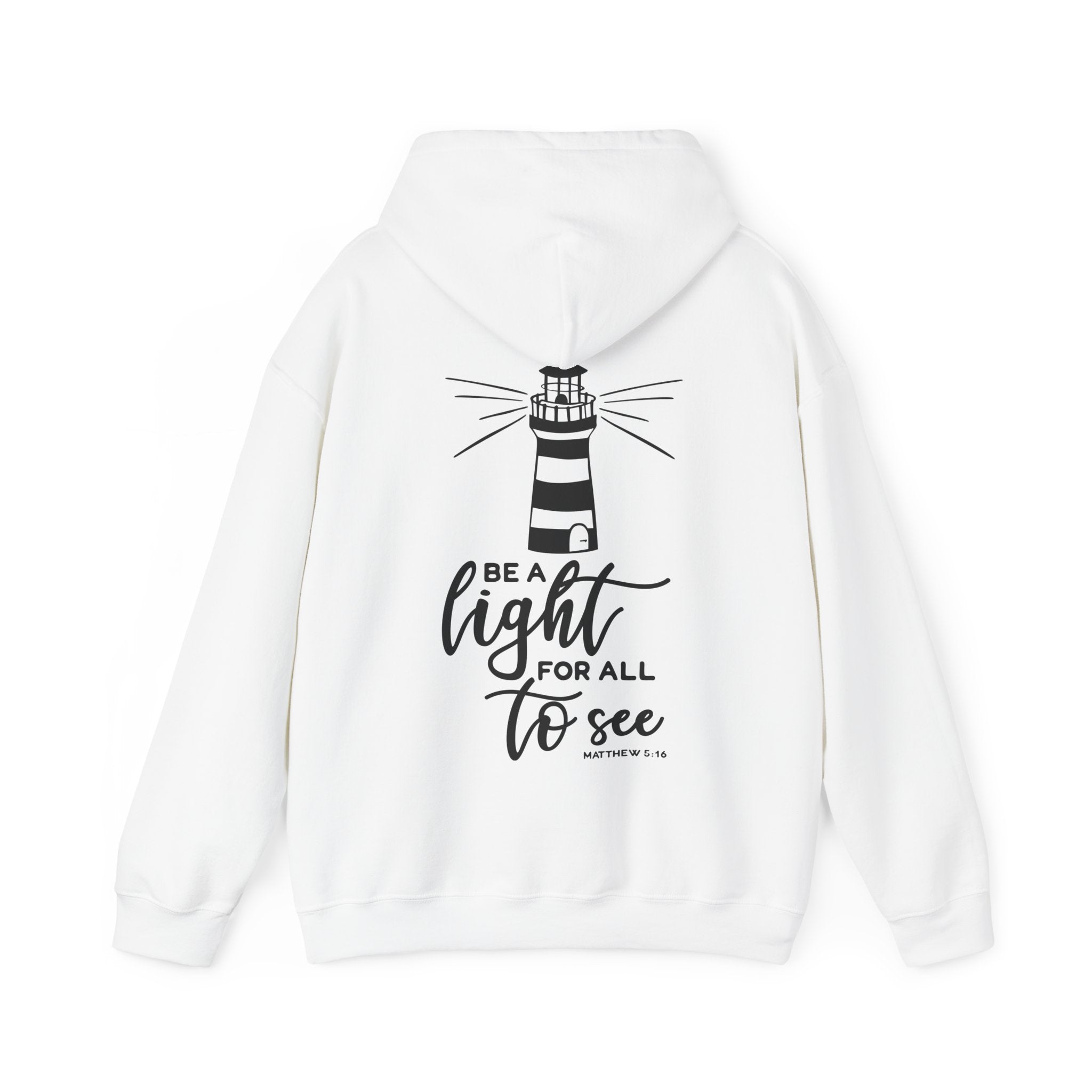 Be a Light for All to See Lighthouse Unisex - Fit Hoodie - White / Light Blue - Jesus Passion Apparel