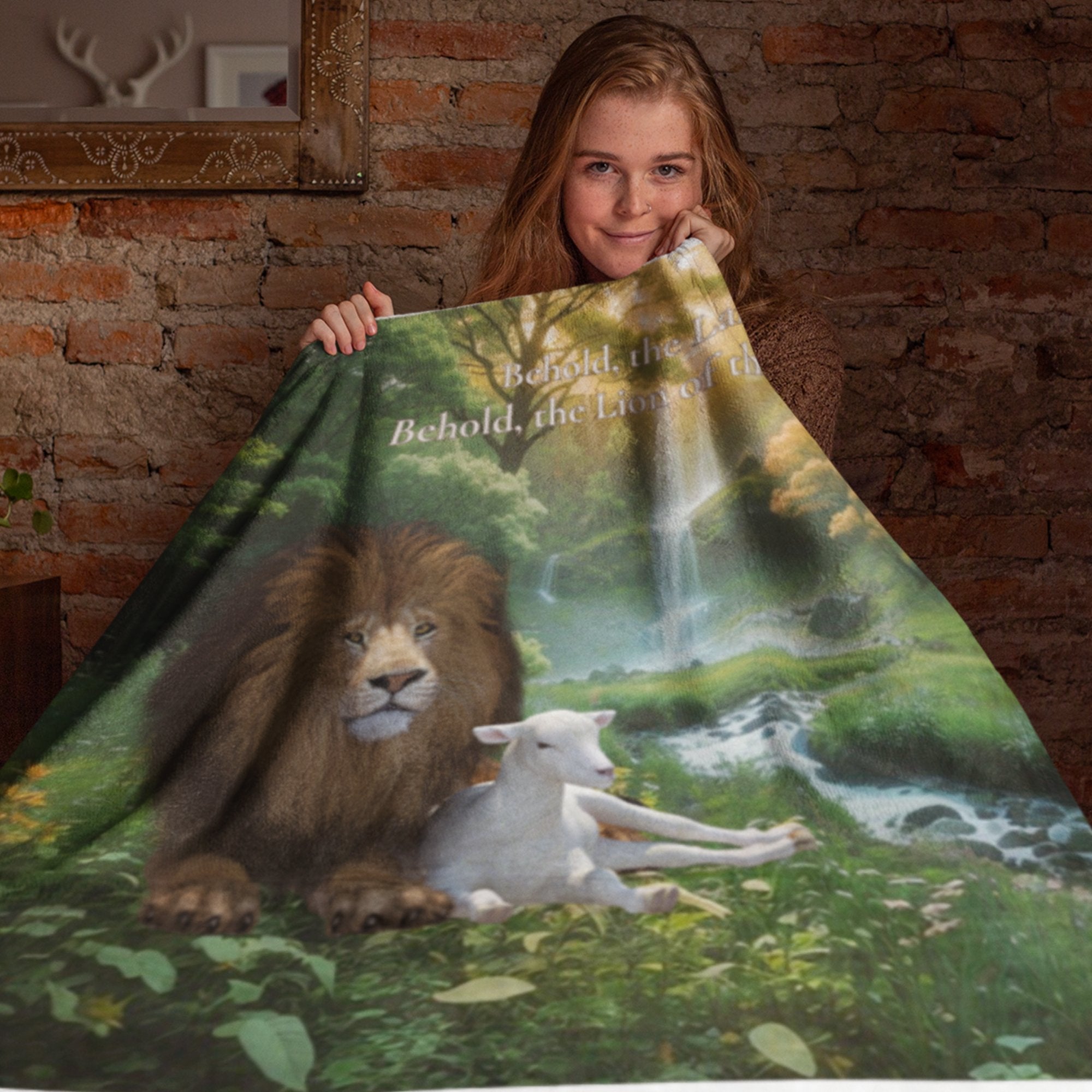 Behold The Lamb of God & The Lion of Judah Throw Blanket - Jesus Passion Apparel