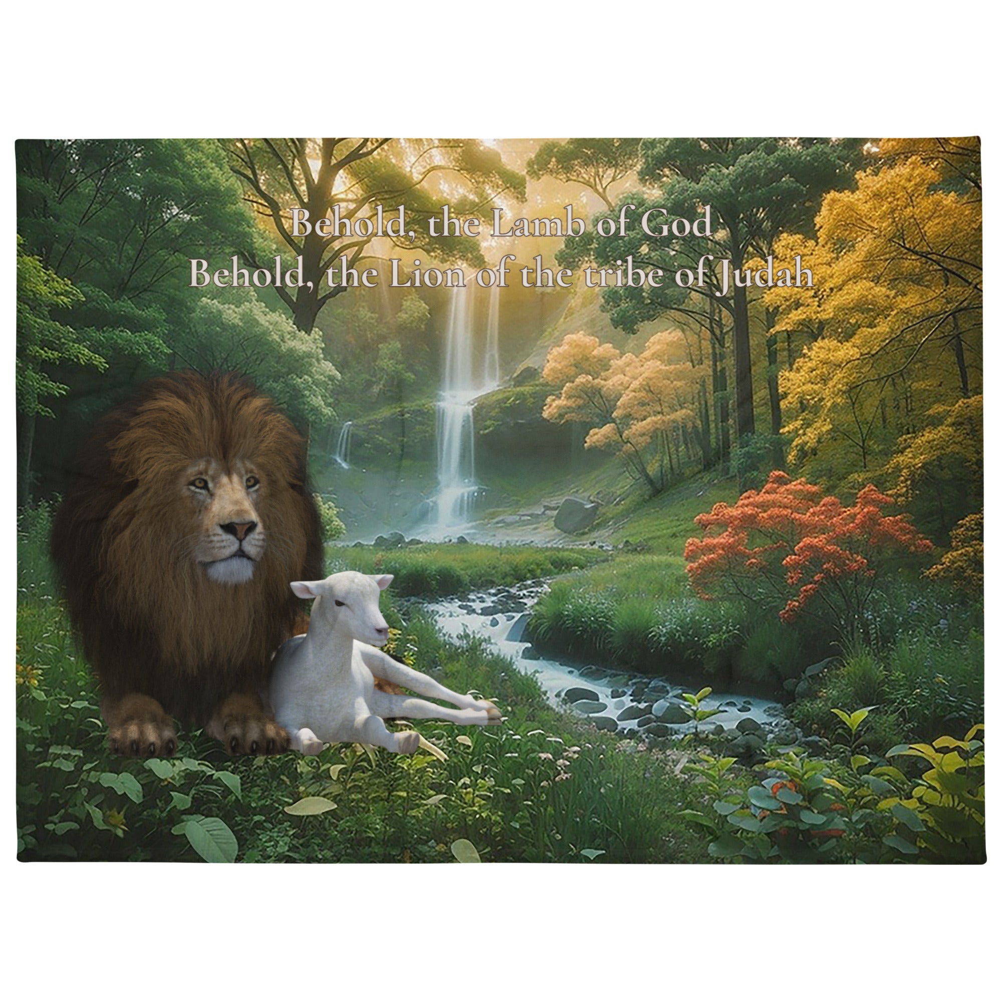 Behold The Lamb of God & The Lion of Judah Throw Blanket - Jesus Passion Apparel