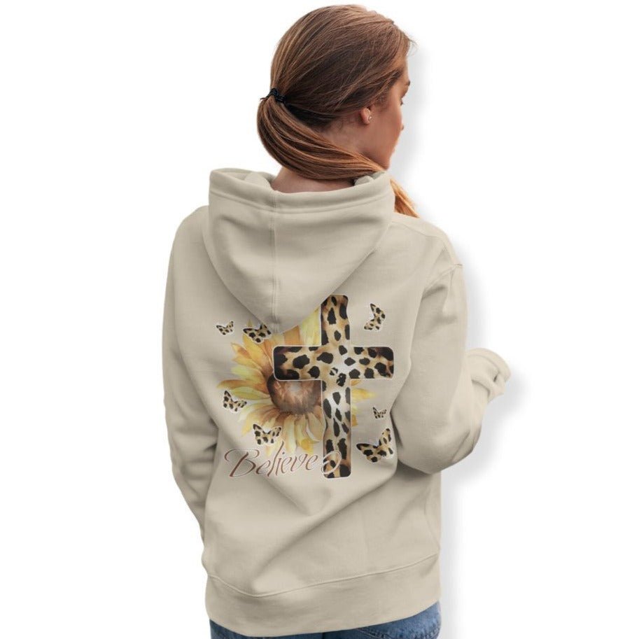 Believe Sunflower Cross Unisex - Fit Hoodie - Jesus Passion Apparel