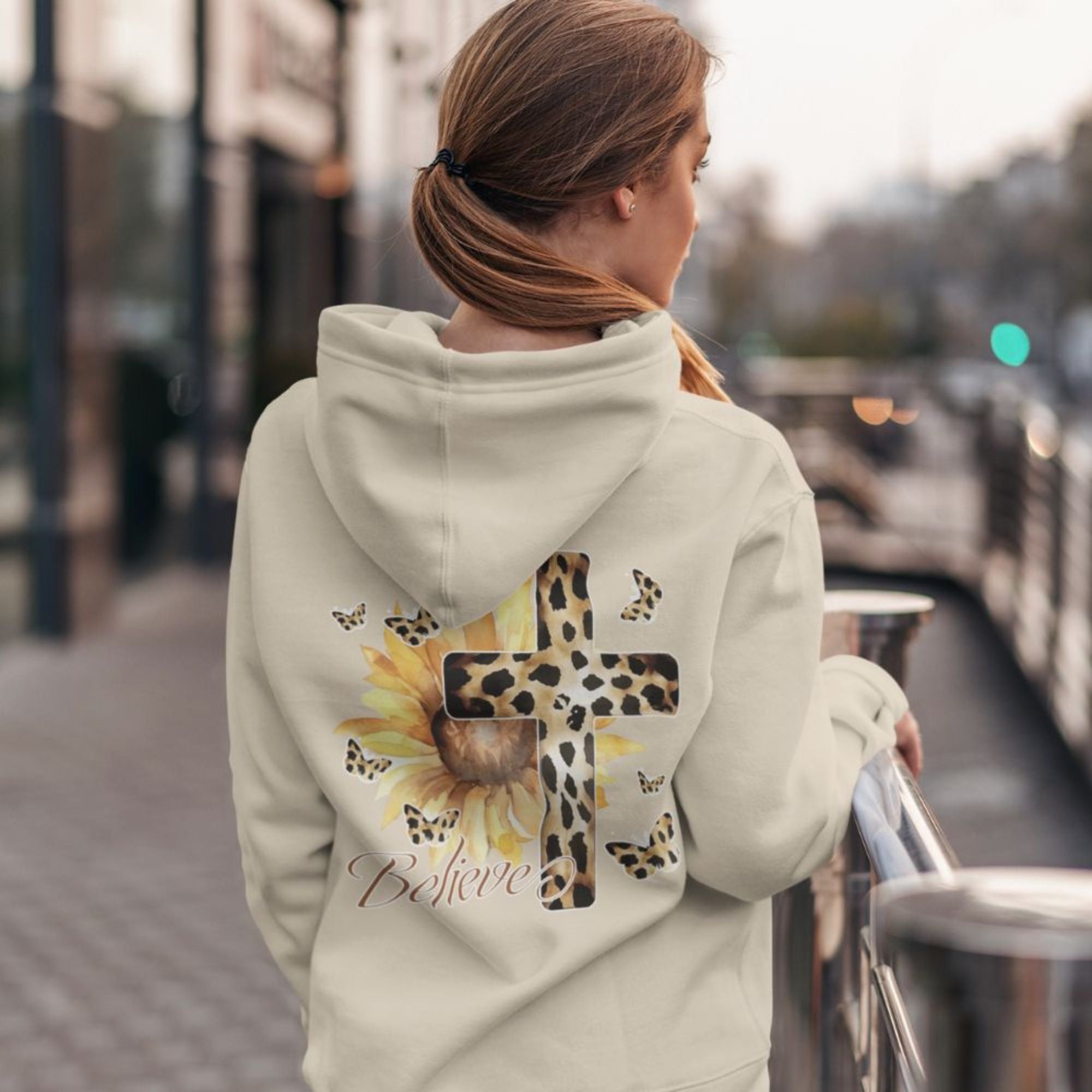 Believe Sunflower Cross Unisex - Fit Hoodie - Jesus Passion Apparel