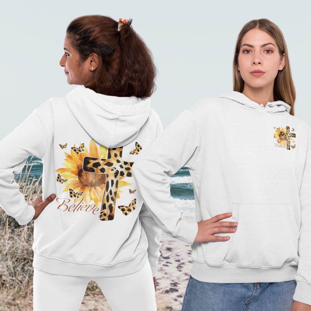 Believe Sunflower Cross Unisex - Fit Hoodie - Jesus Passion Apparel