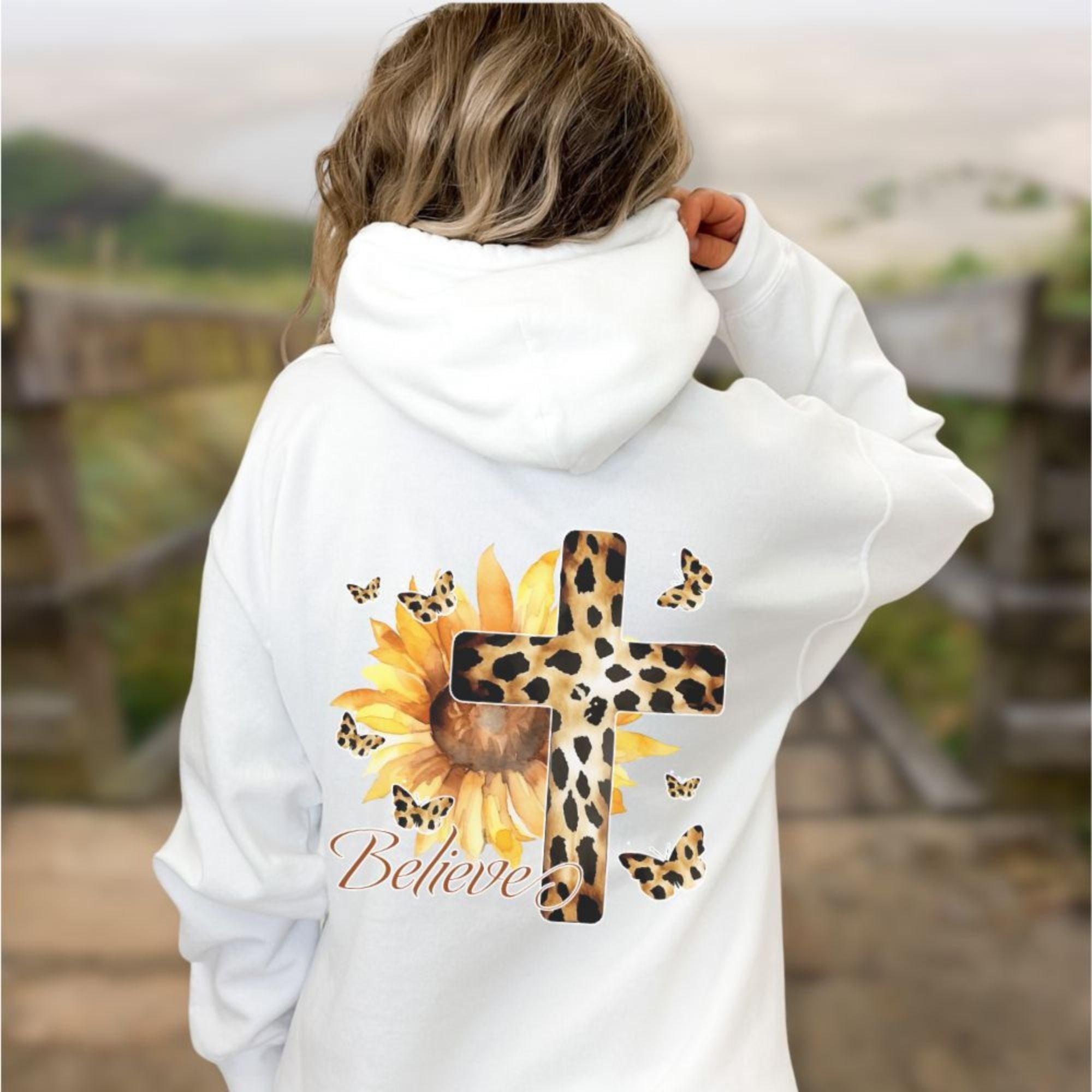 Believe Sunflower Cross Unisex - Fit Hoodie - Jesus Passion Apparel