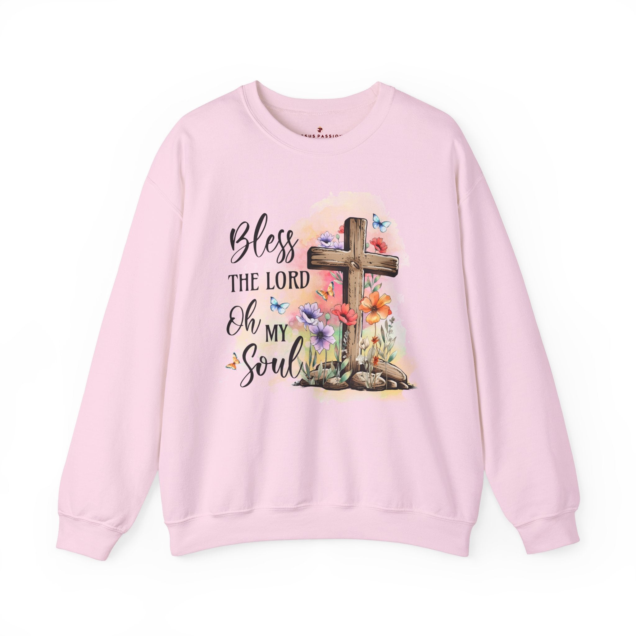 Bless the Lord Oh my Soul Women's Fleece Unisex - Fit Sweatshirt - Light Pink / White - Jesus Passion Apparel