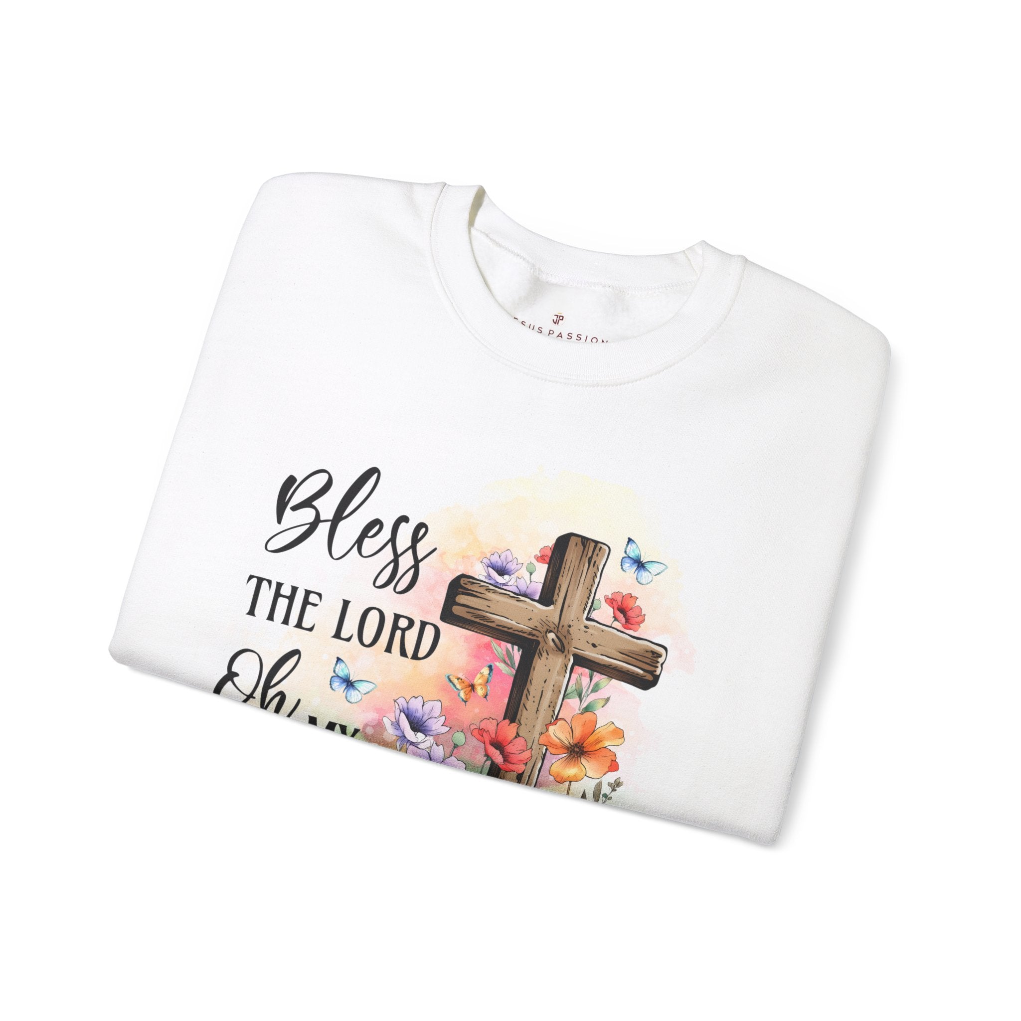 Bless the Lord Oh my Soul Women's Fleece Unisex - Fit Sweatshirt - Light Pink / White - Jesus Passion Apparel