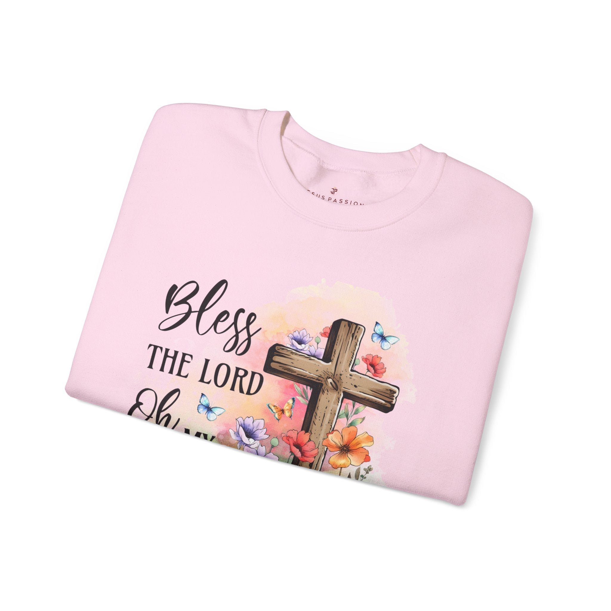 Bless the Lord Oh my Soul Women's Fleece Unisex - Fit Sweatshirt - Light Pink / White - Jesus Passion Apparel