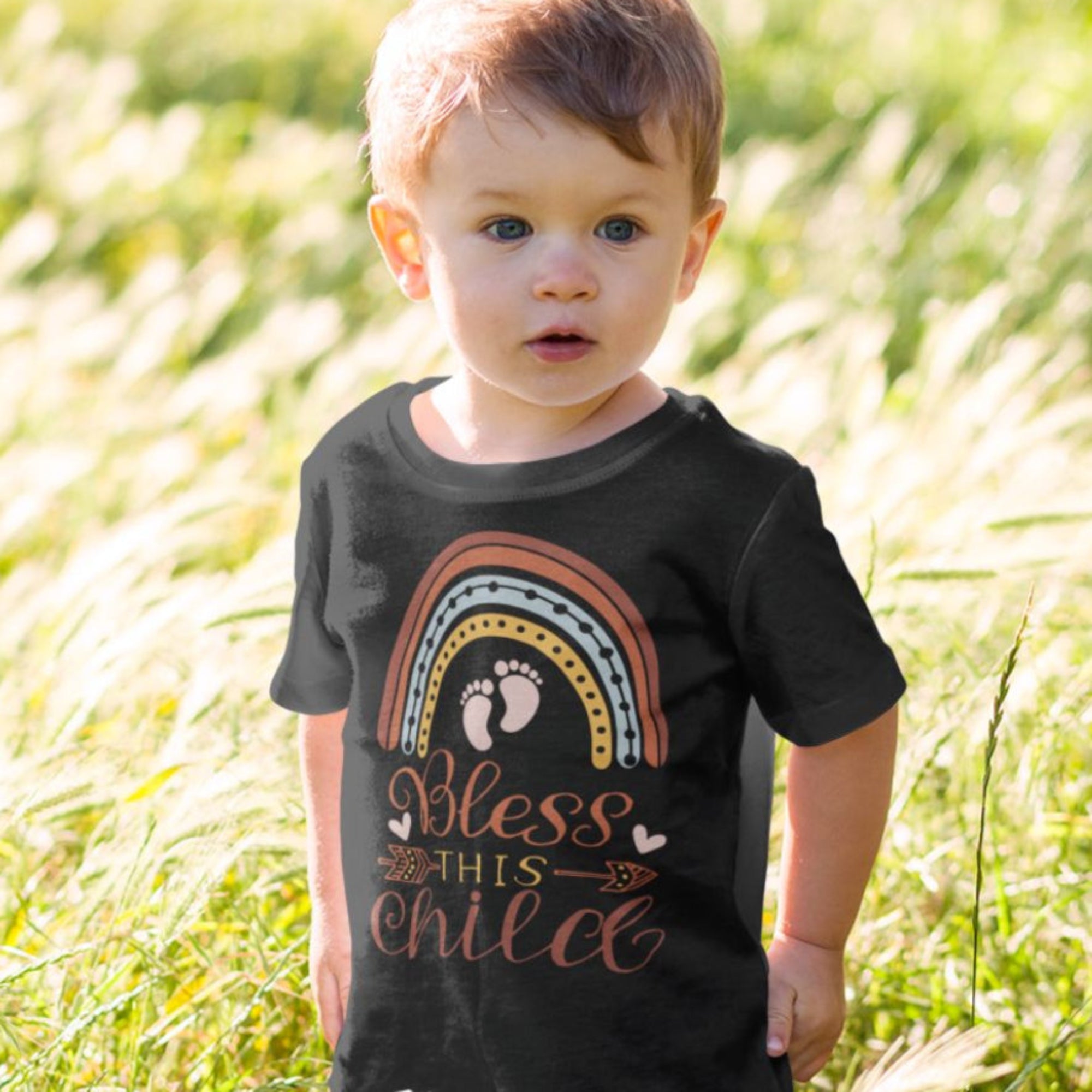 Bless This Child Boho Rainbow Charms Young Toddler Jersey Tee - Jesus Passion Apparel