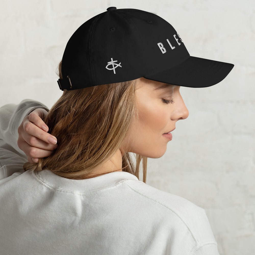 Blessed Classic Dad's Cap with Puff Embroidery & Fish Cross Emblem - Jesus Passion Apparel