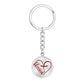 Blessed Heart with Embedded Cross - Red Glitter Circle Keychain - Jesus Passion Apparel