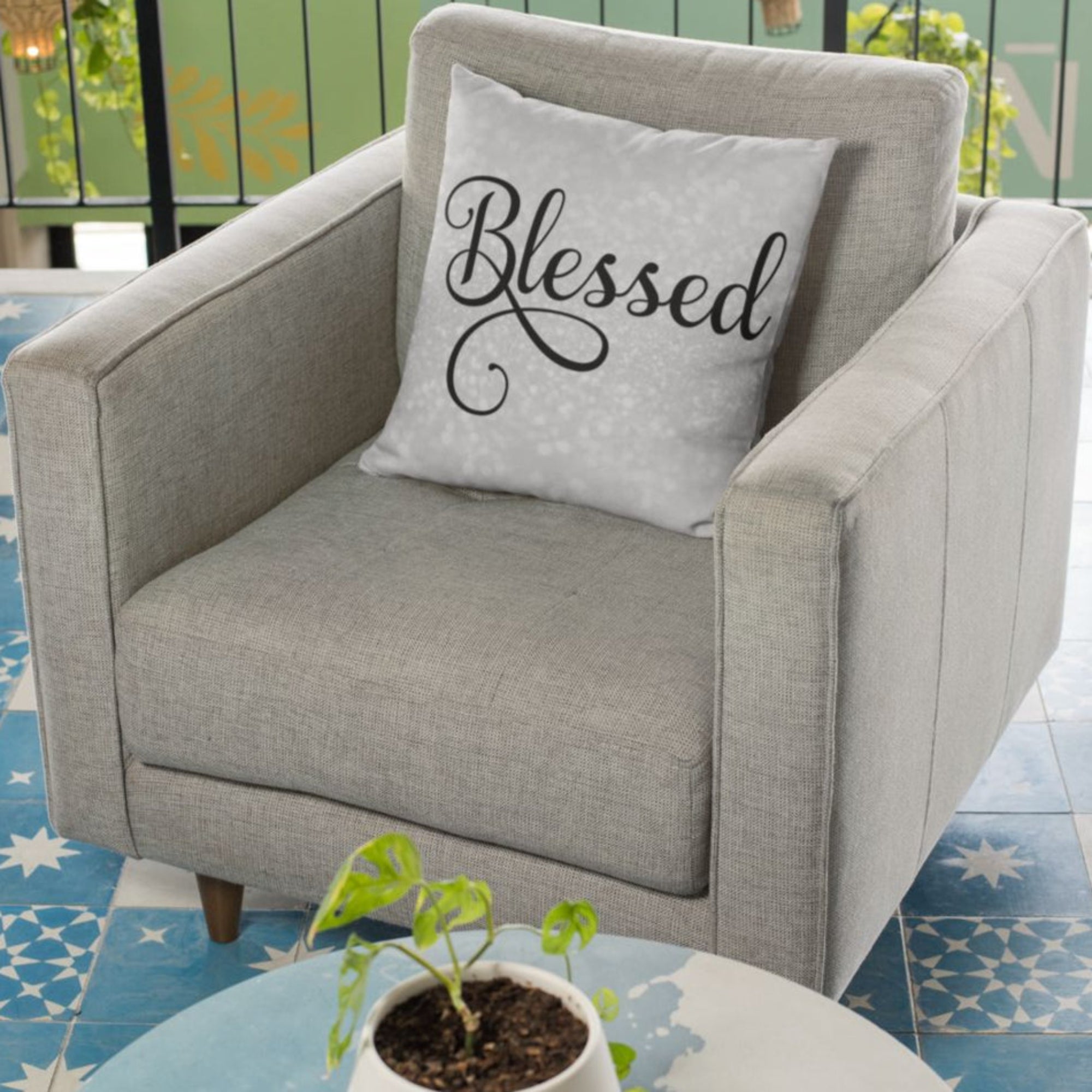 Blessed on Graceful Square Pillows - Jesus Passion Apparel