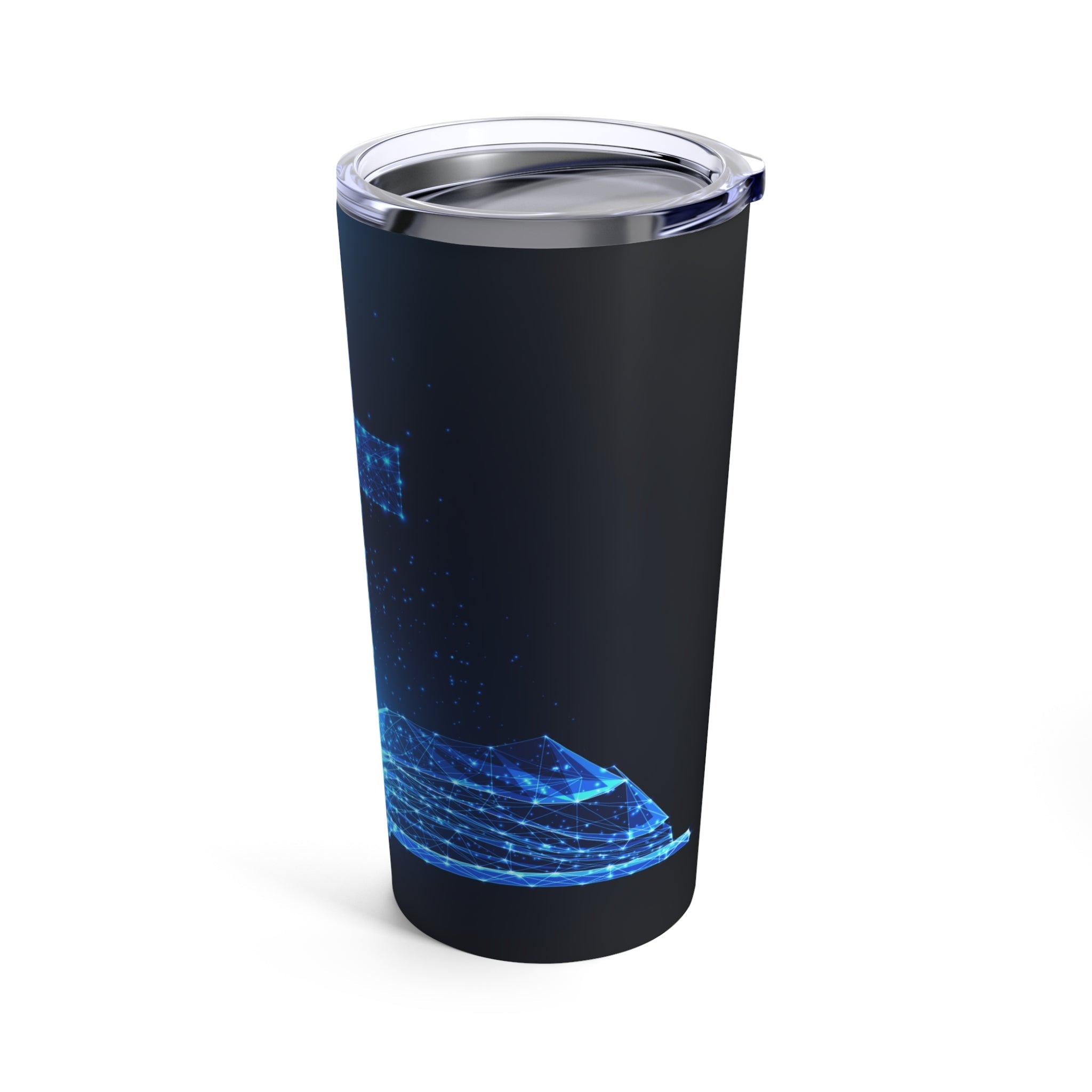 Blue Glow Cross Bible Hot - Cold Tumbler 20 oz with Sip Lid - Jesus Passion Apparel