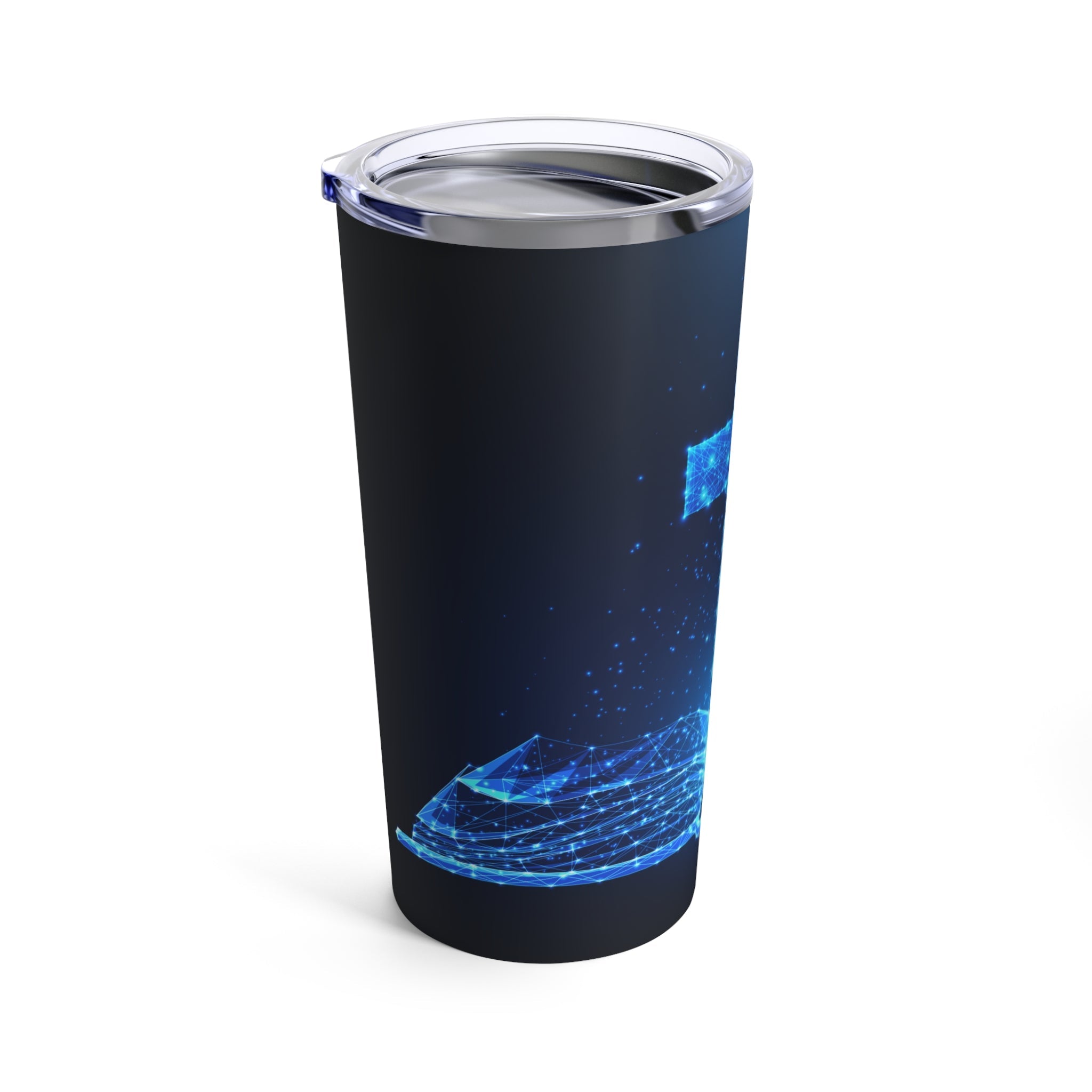 Blue Glow Cross Bible Hot - Cold Tumbler 20 oz with Sip Lid - Jesus Passion Apparel