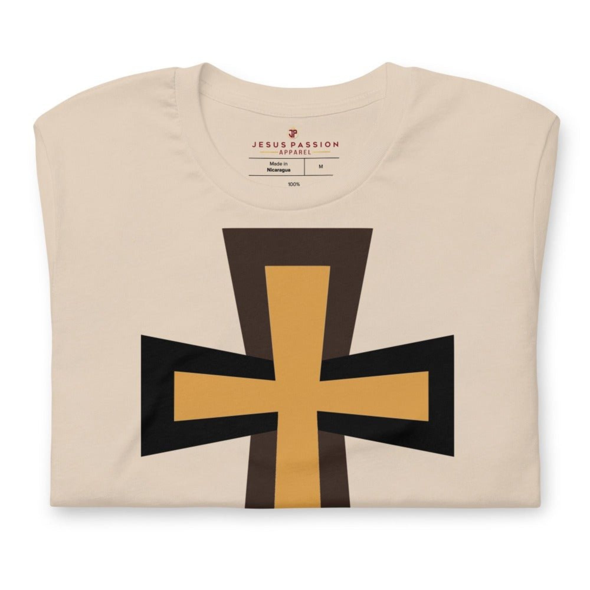 Bold Brown Cross Jersey Short Sleeve T-Shirt - Jesus Passion Apparel