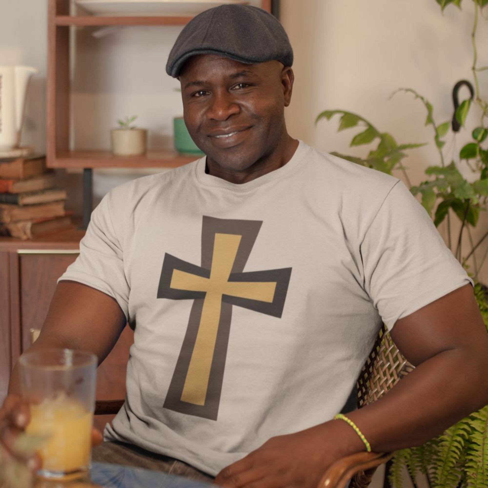 Bold Brown Cross Jersey Short Sleeve T-Shirt - Jesus Passion Apparel