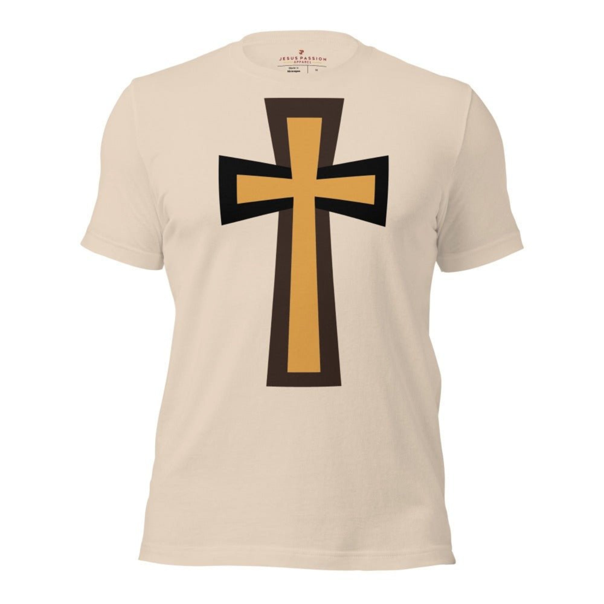 Bold Brown Cross Jersey Short Sleeve T-Shirt - Jesus Passion Apparel