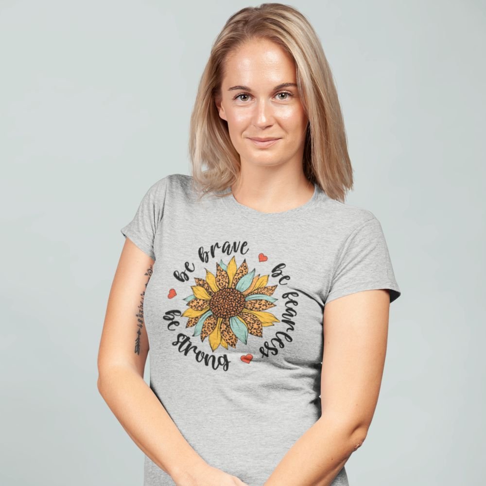 Brave Strong Fearless Sunflower Jersey Short Sleeve T-Shirt - Jesus Passion Apparel