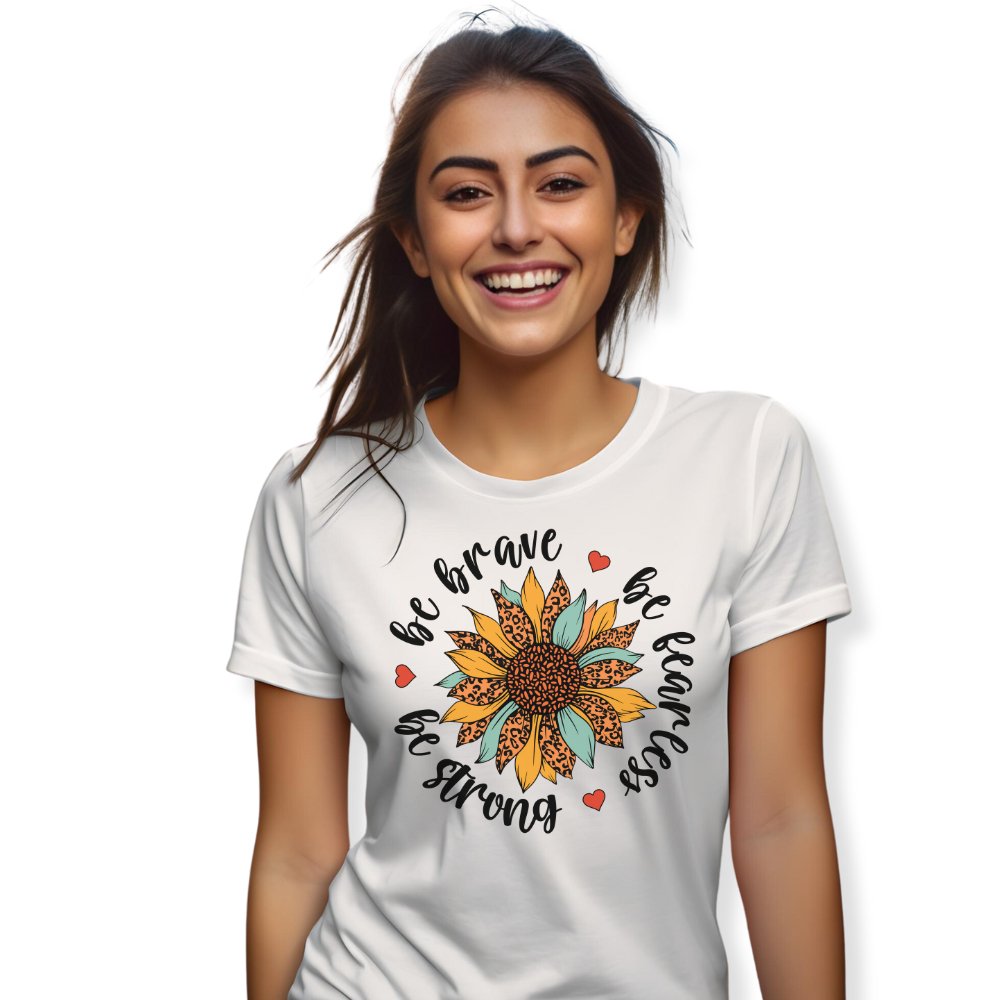 Brave Strong Fearless Sunflower Jersey Short Sleeve T-Shirt - Jesus Passion Apparel