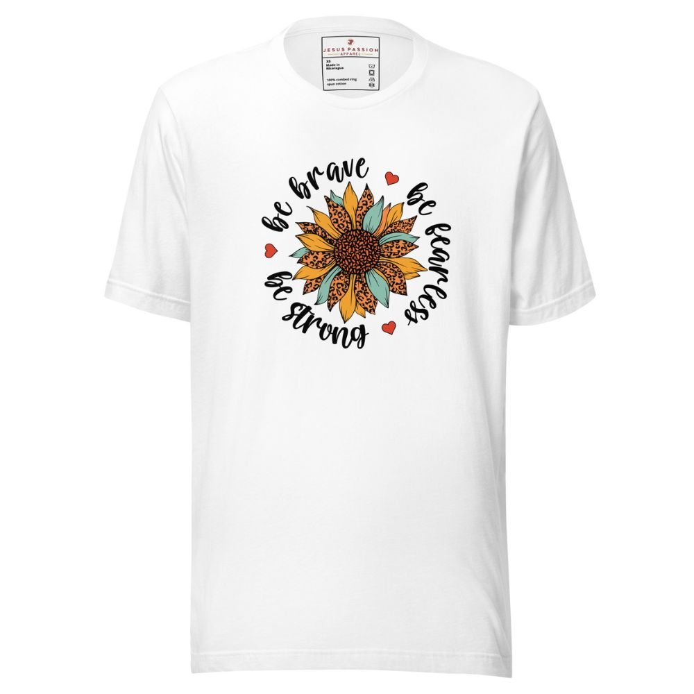 Brave Strong Fearless Sunflower Jersey Short Sleeve T-Shirt - Jesus Passion Apparel