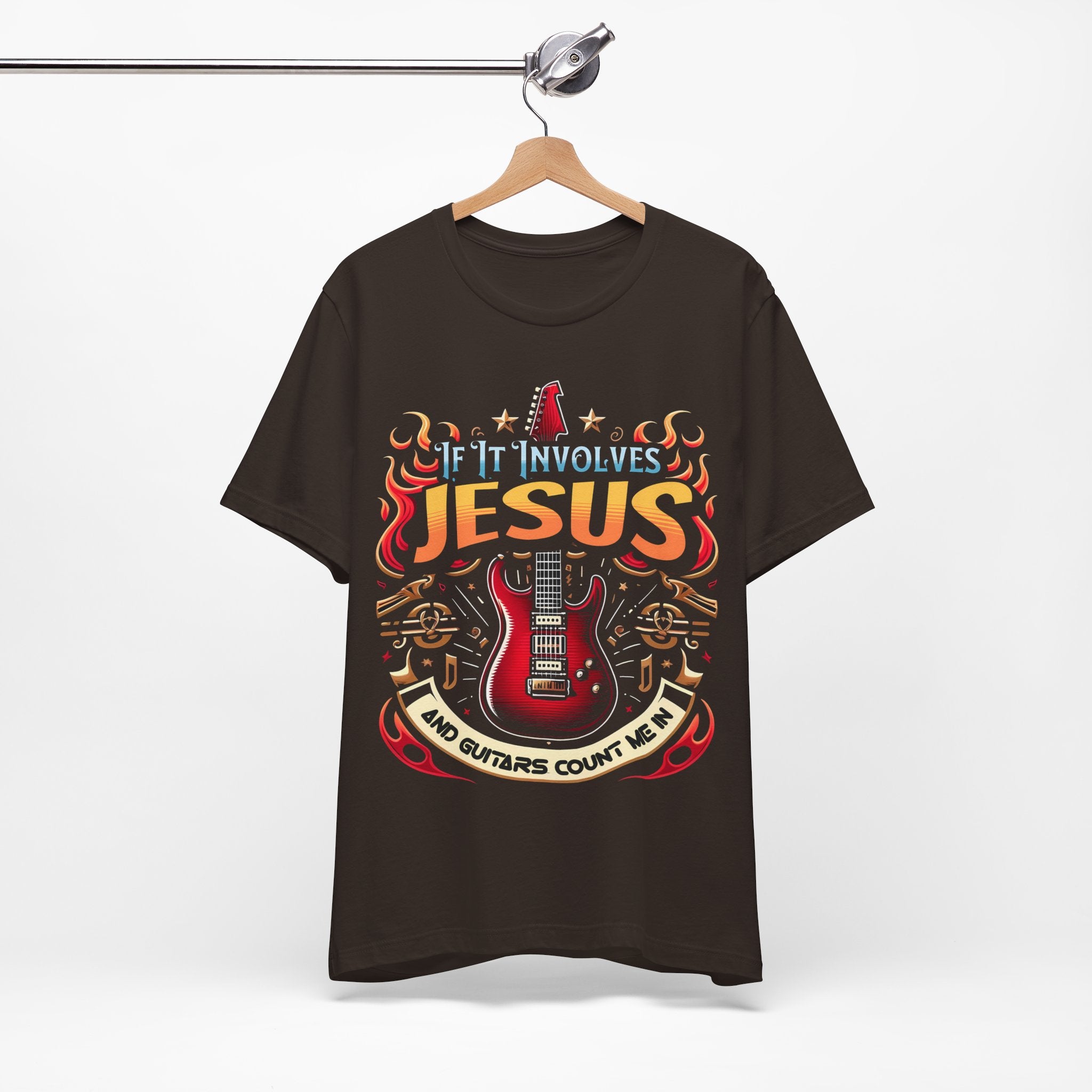 Camiseta unisex de corte relajado con Jesús y guitarras