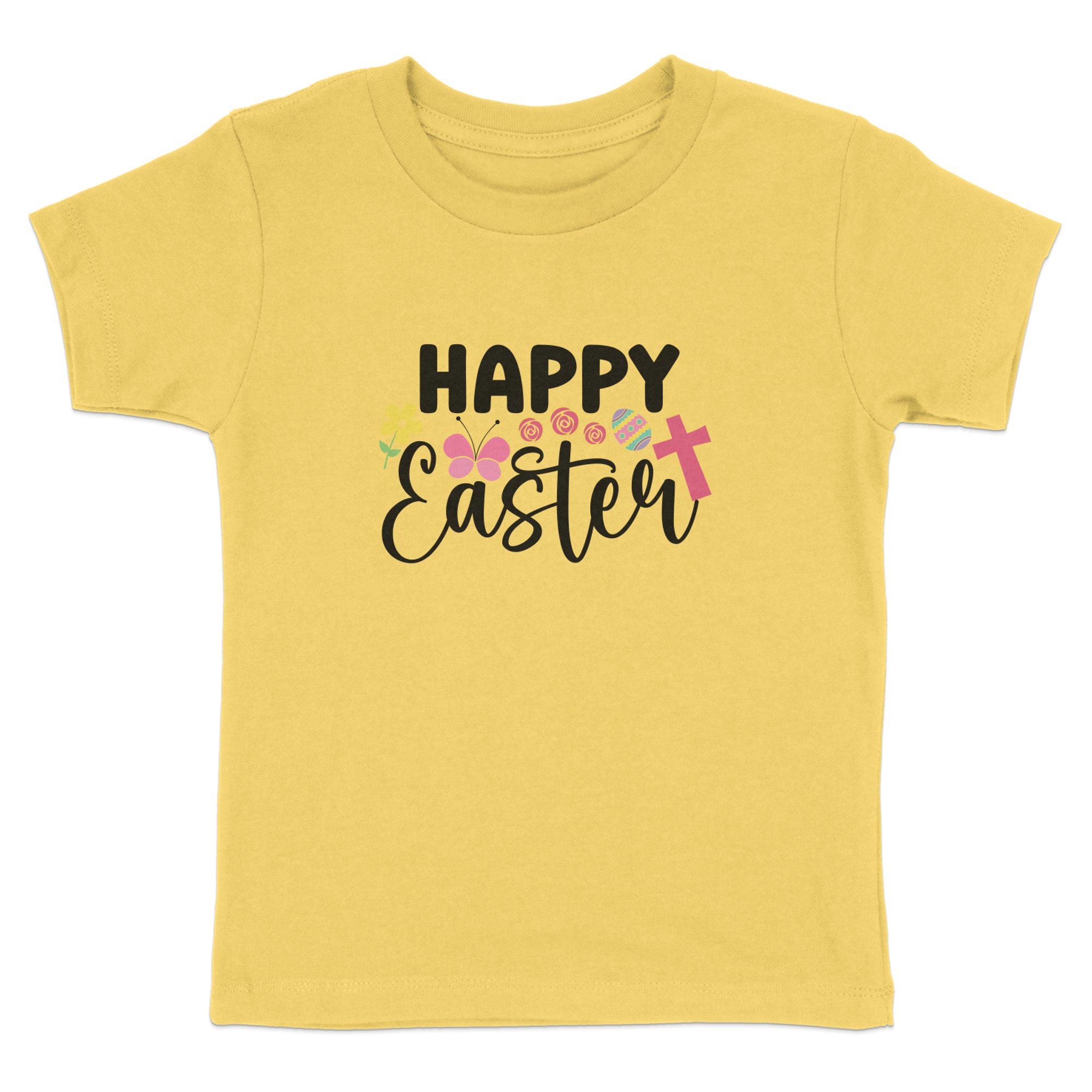 Happy Easter Toddler Short Sleeve Tee Size: 5/6T Color: Heather Jesus Passion Apparel