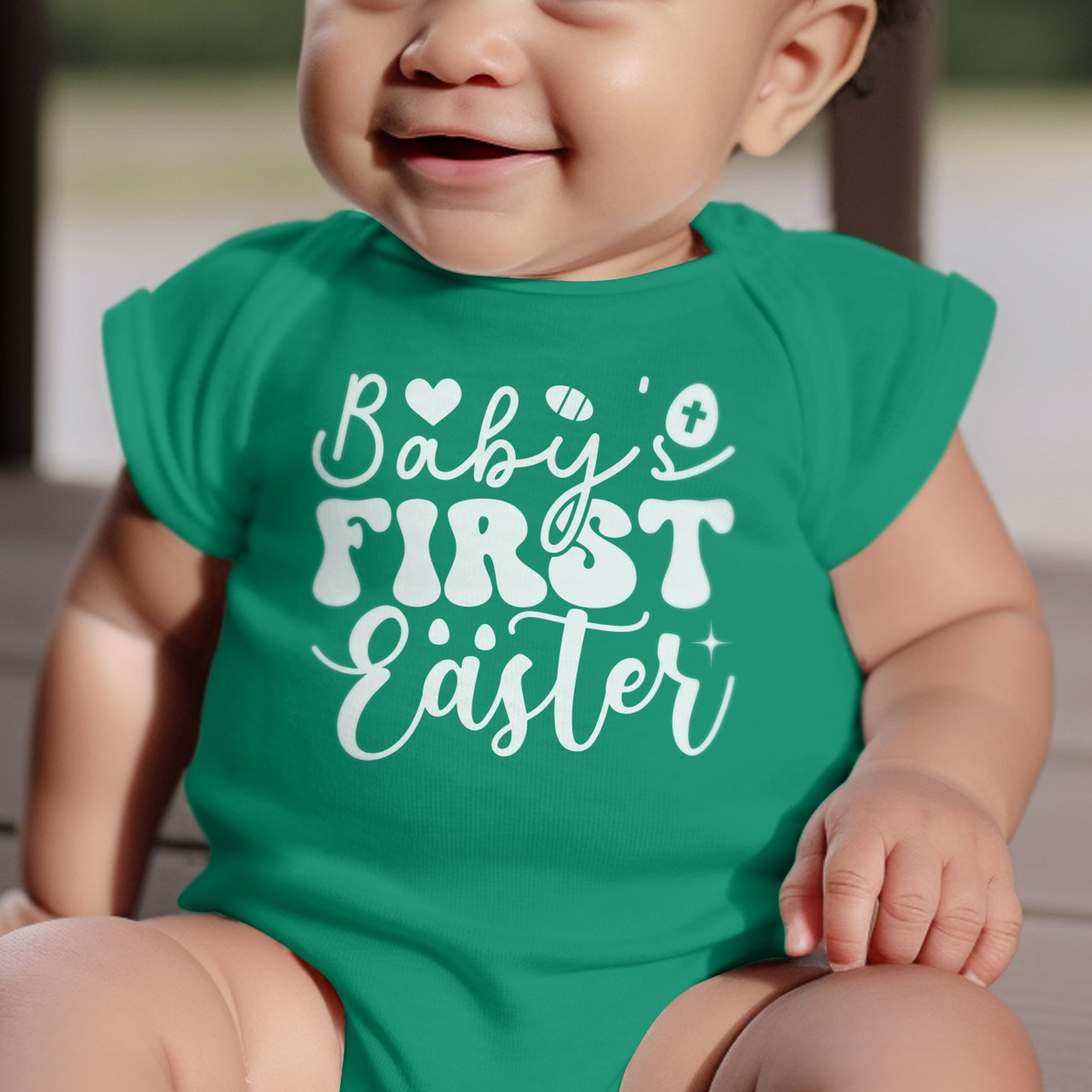 Baby's First Easter Retro Infant Fine Jersey Bodysuit Size: 18mo Color: Navy Jesus Passion Apparel