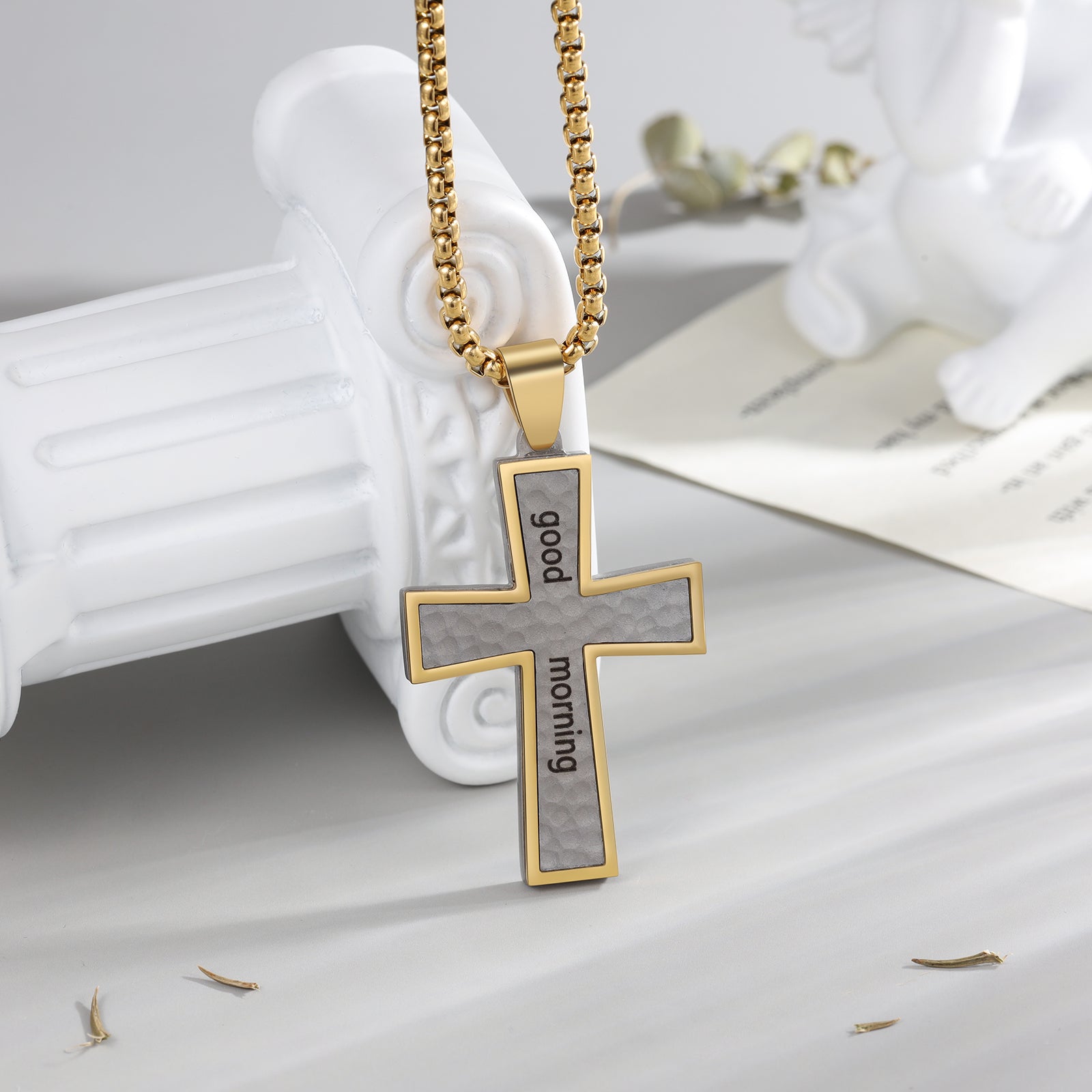 Custom Name Cross Men Necklace Color: Gold Plated Jesus Passion Apparel