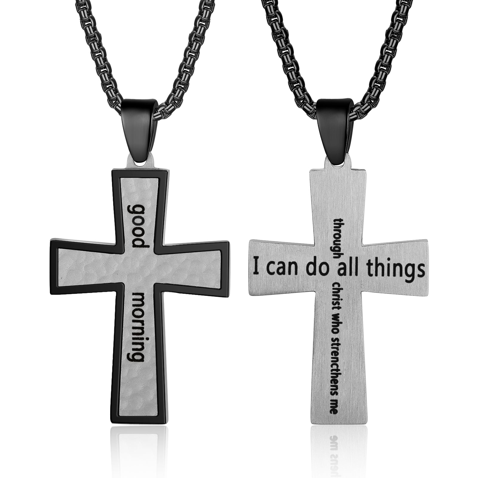 Custom Name Cross Men Necklace Color: Black Jesus Passion Apparel