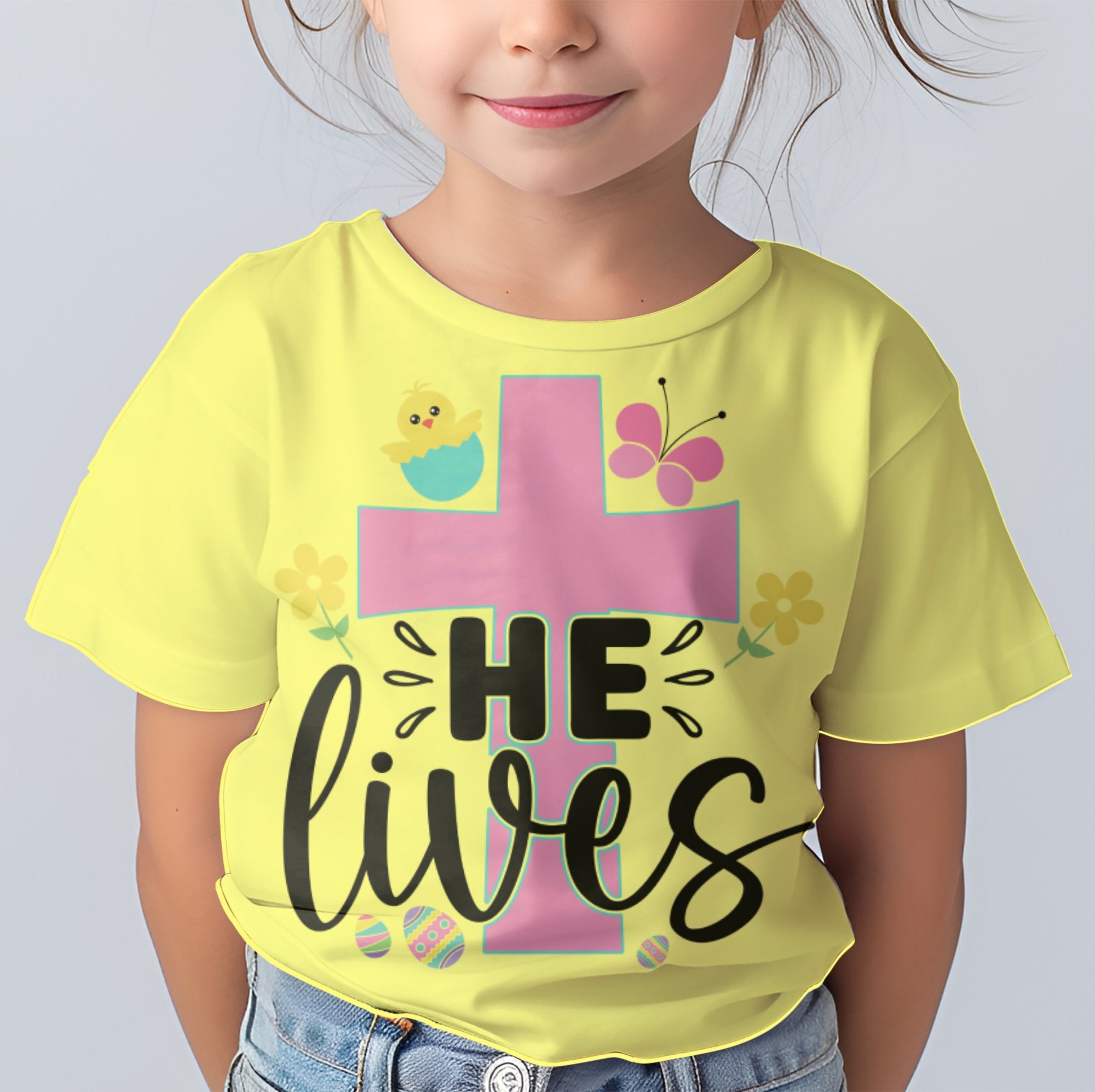 He Lives Toddler Short Sleeve Tee Size: 5/6T Color: Heather Jesus Passion Apparel