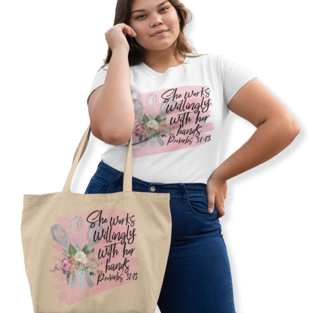 Chef - She Works Willingly Relaxed T-Shirt - Matching Tote Available - Jesus Passion Apparel